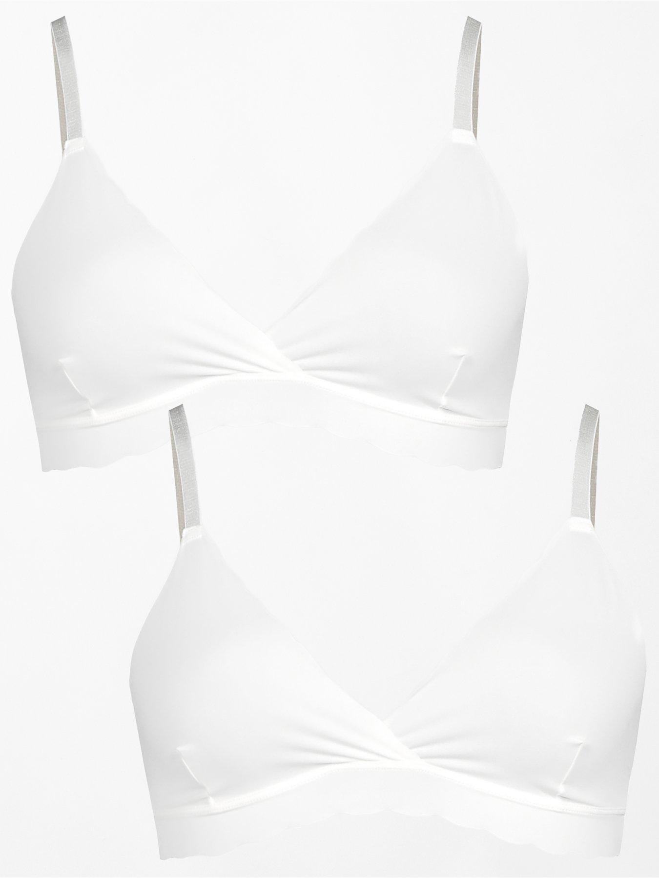 The Very Collection 2Pk No Vpl Scallop Edge V Neck Bralette - White