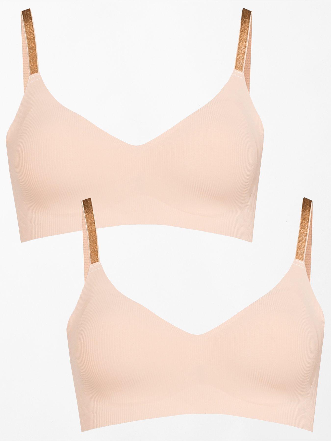The Very Collection 2 Pack 2nd Skin Ribbed Bralette - Nude