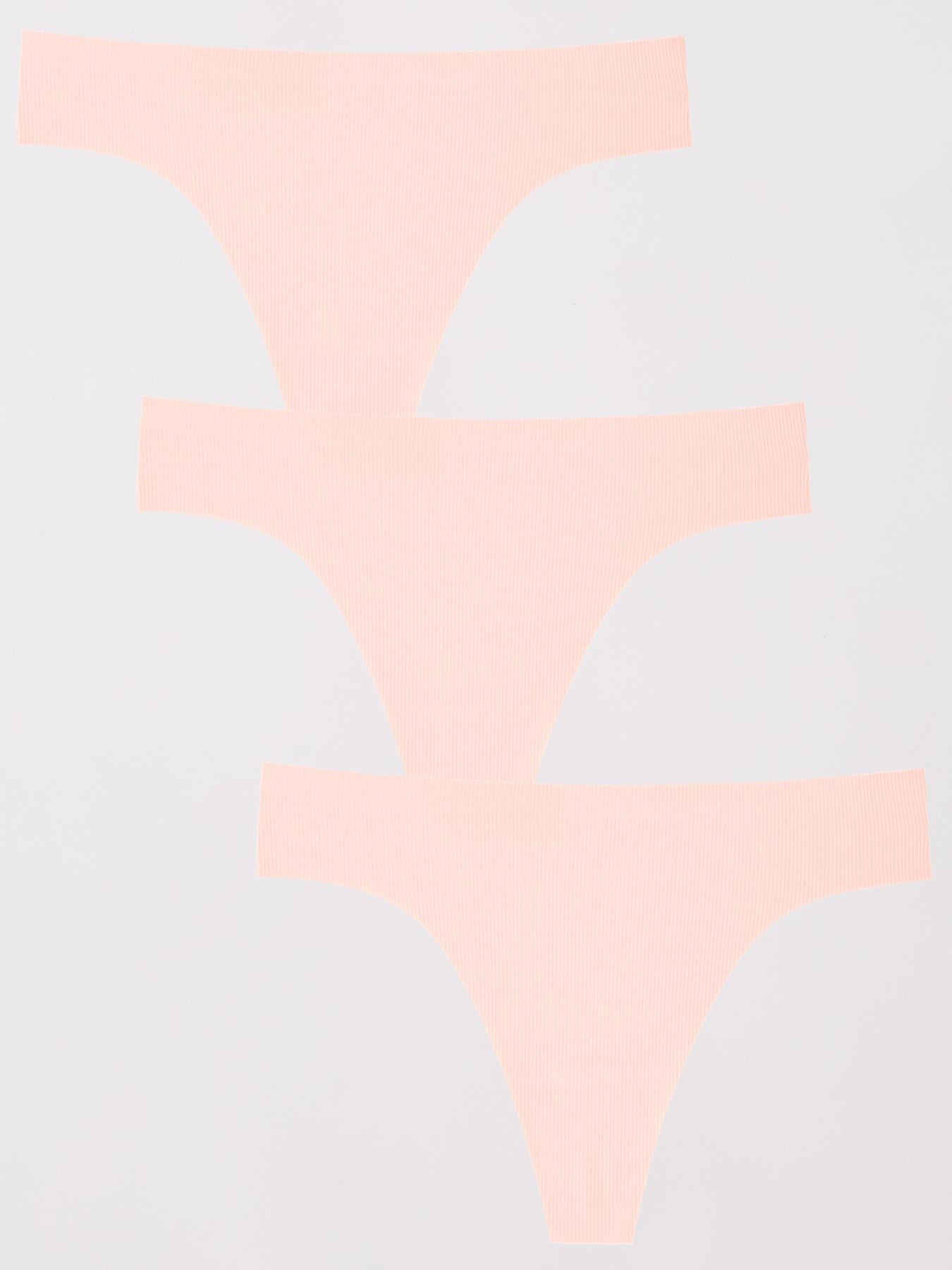 The Very Collection 3 Pack 2nd Skin Ribbed Thong - Pink