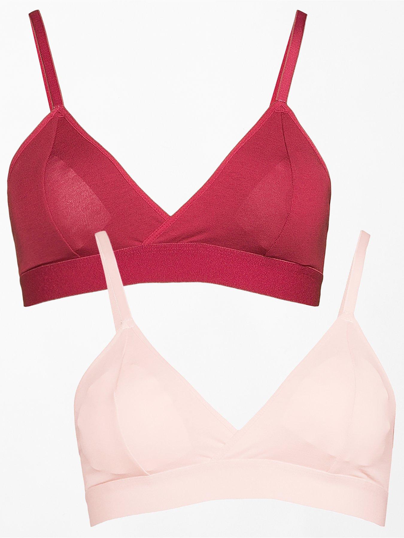 The Very Collection 2Pk Cotton Triangle Bralet - Brown