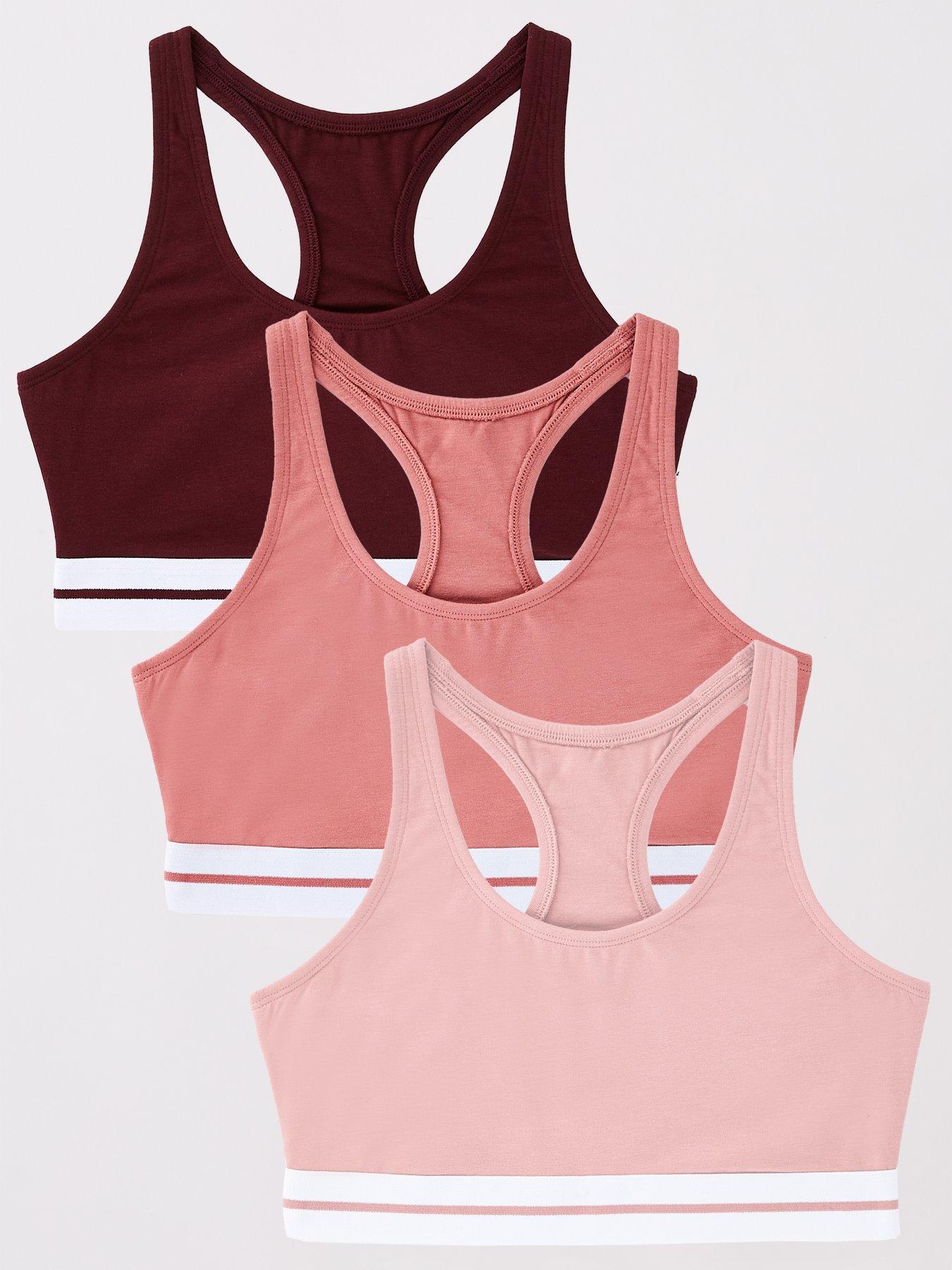 The Very Collection 3 Pack Racerback Cotton Bralettes - Nude