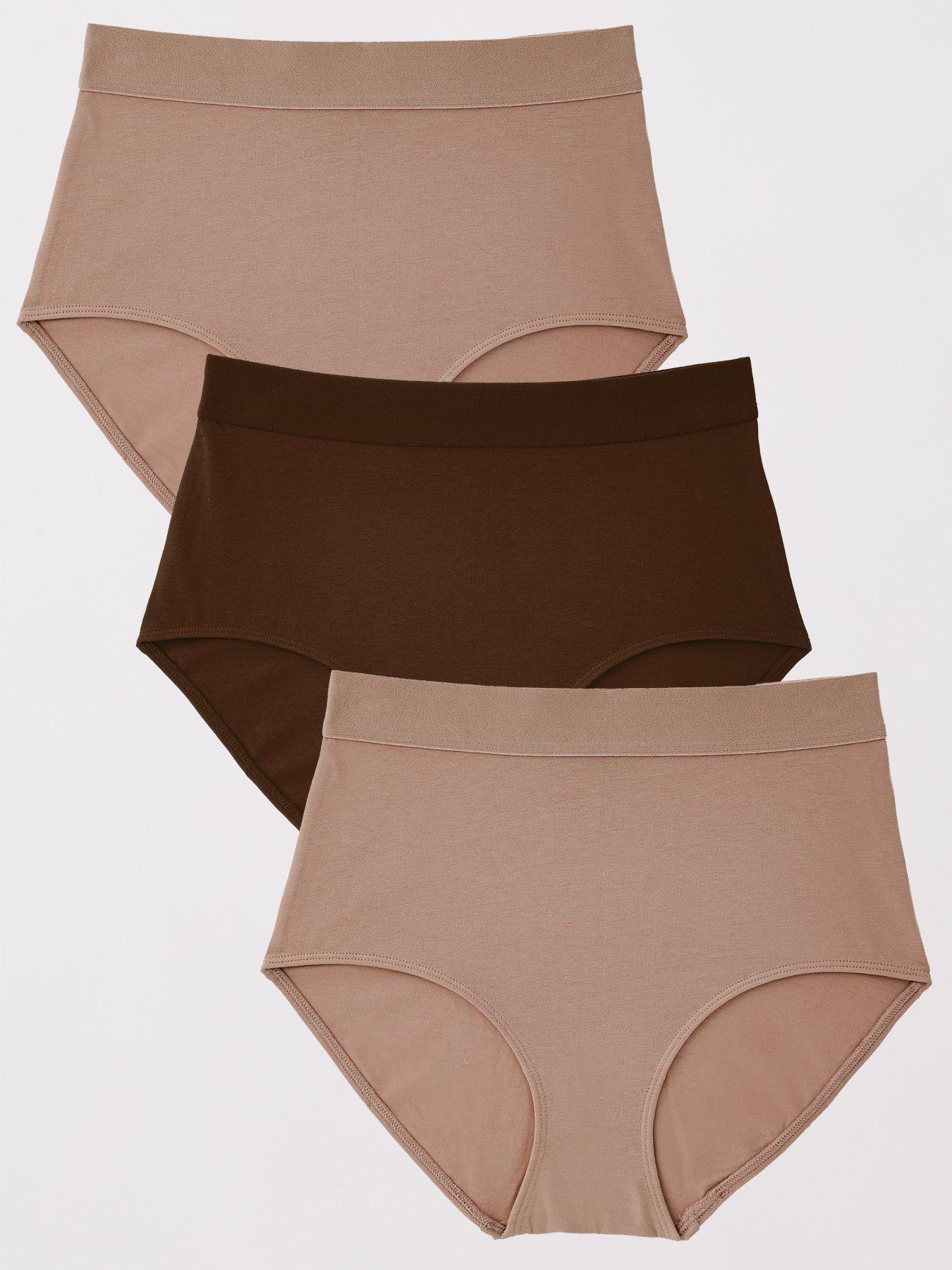 The Very Collection 3Pk Cotton Highwaisted Briefs - Brown