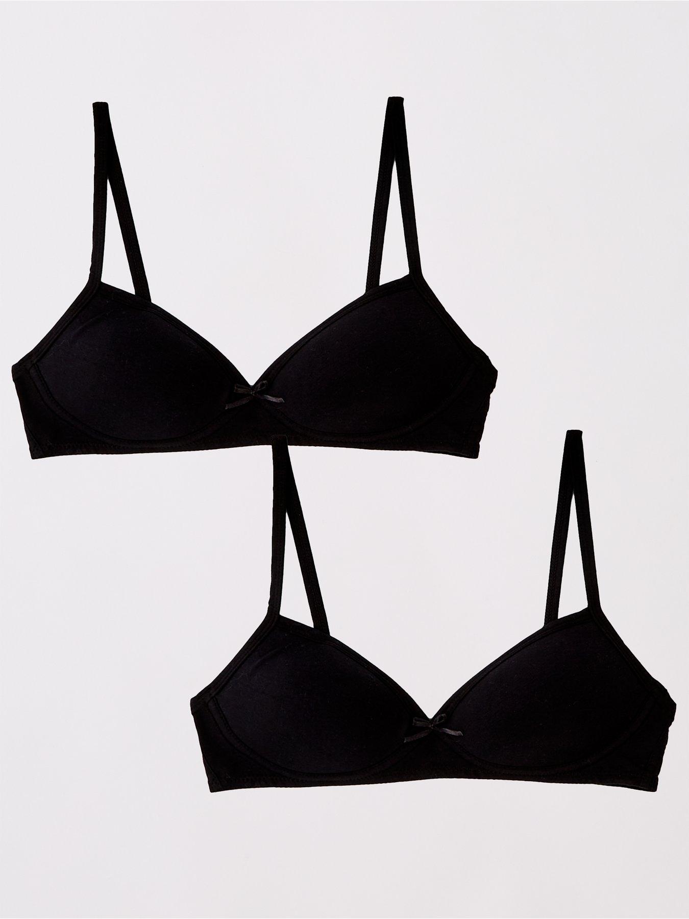 V by Very Girls 2 Pack Moulded Bra - Black