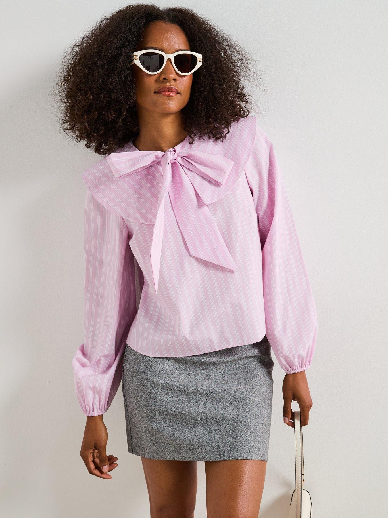 v-by-very-pink-stripe-bow-detail-blouse-pinkfront