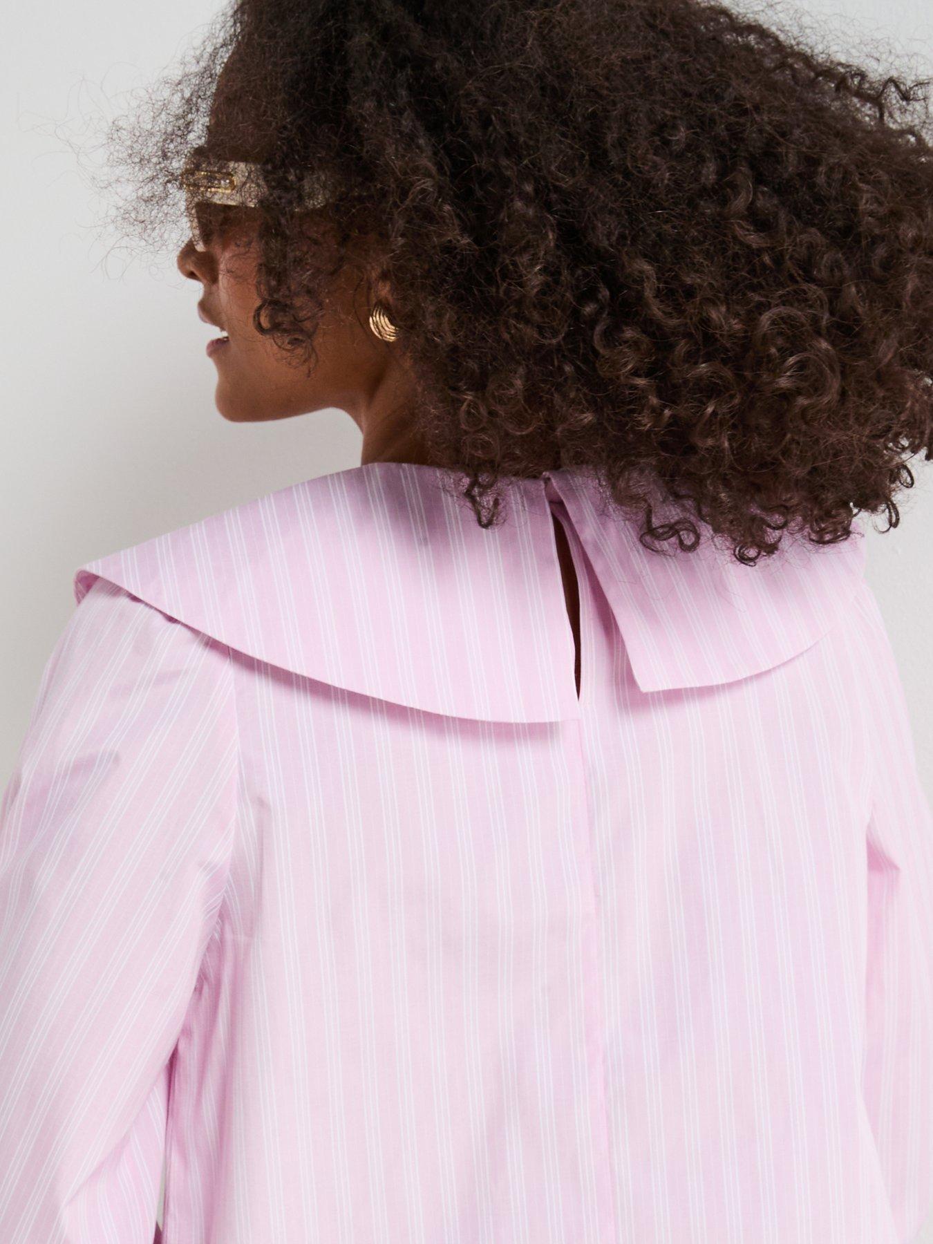 v-by-very-pink-stripe-bow-detail-blouse-pinkstillFront