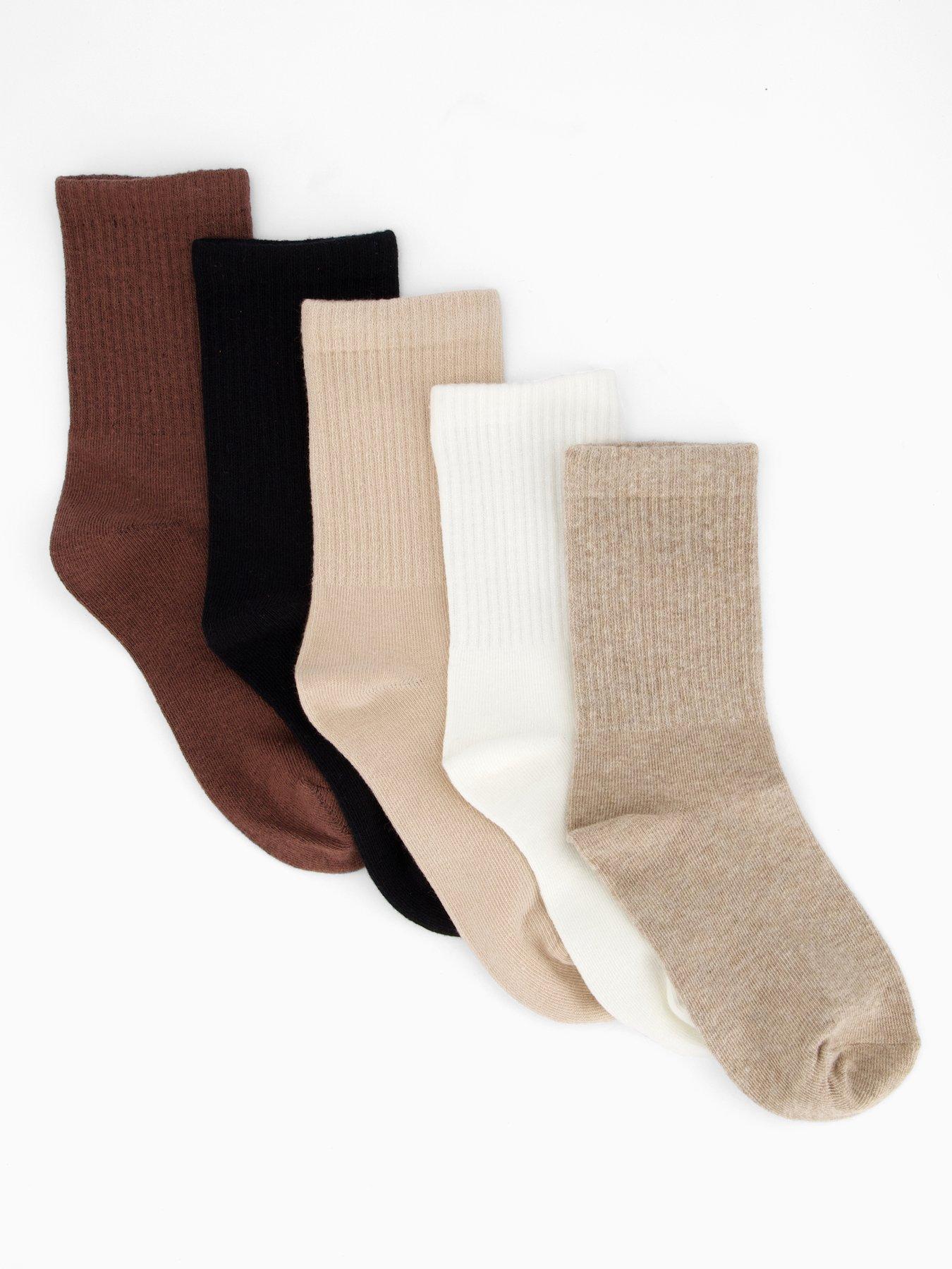 Image 1 of 4 of V by Very 5Pk Plain Rib Ankle Socks Neutrals - Beige
