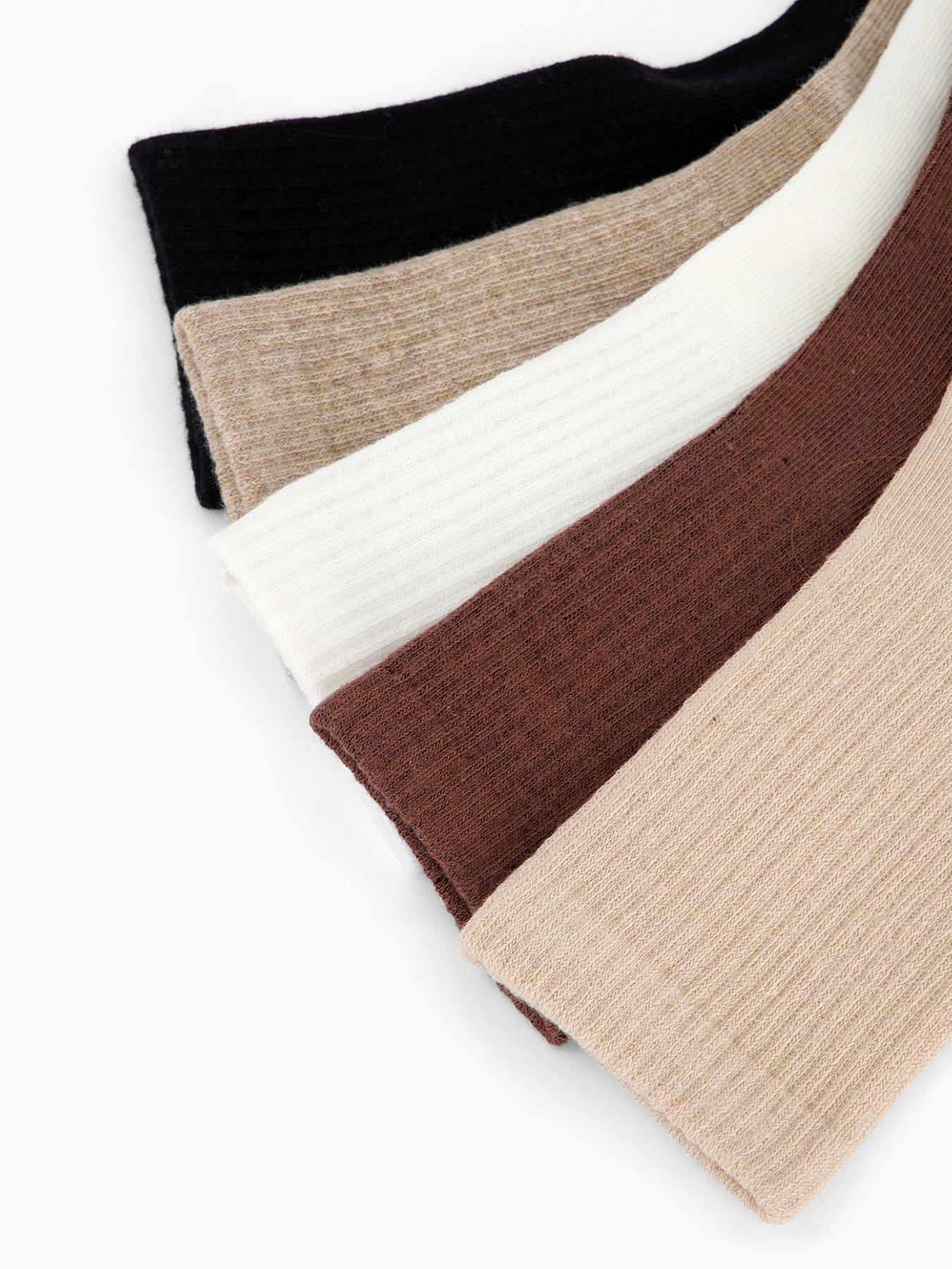Image 3 of 4 of V by Very 5Pk Plain Rib Ankle Socks Neutrals - Beige