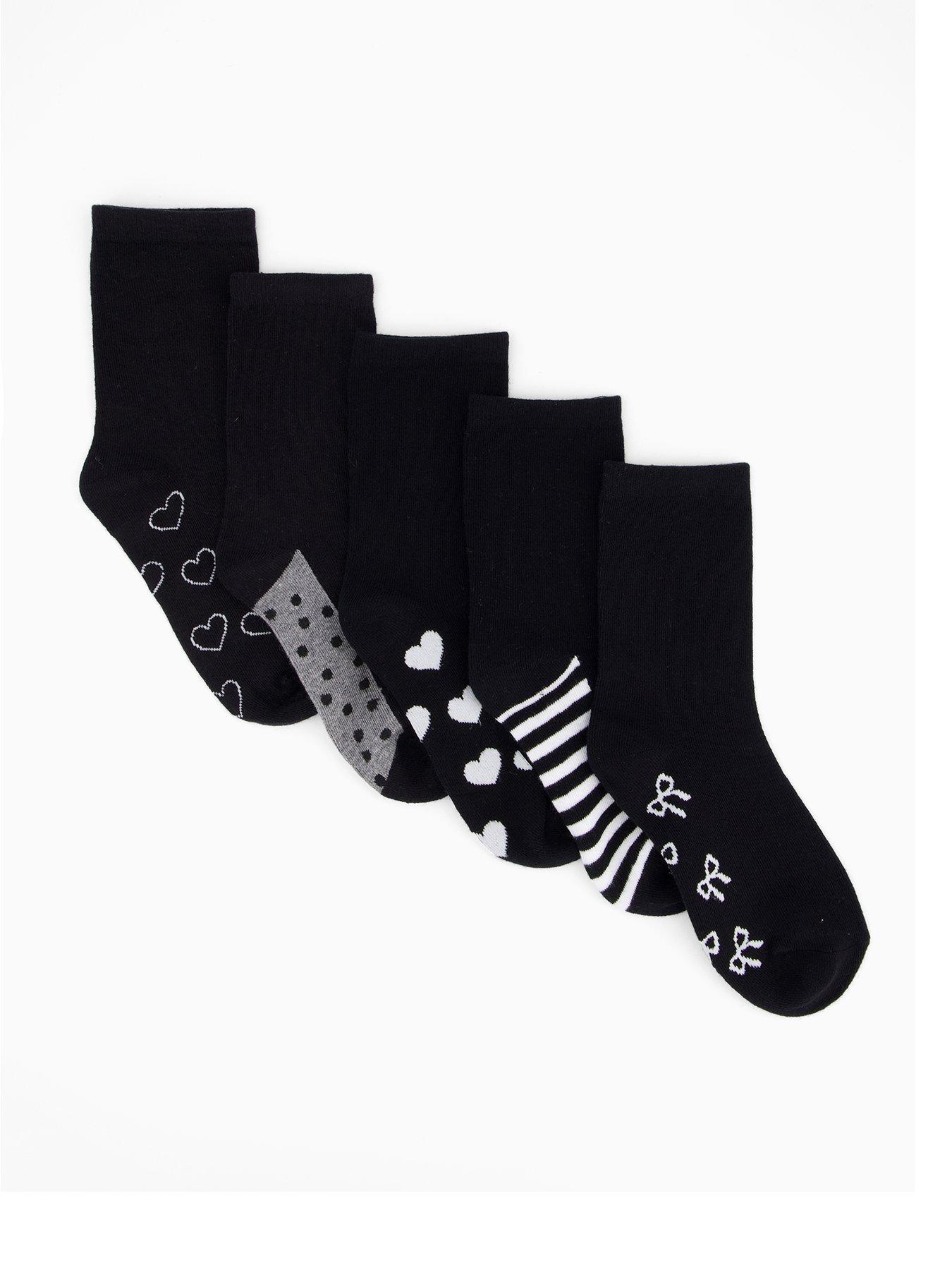 The Very Collection 5 Pack Printed Ankle Socks - Black