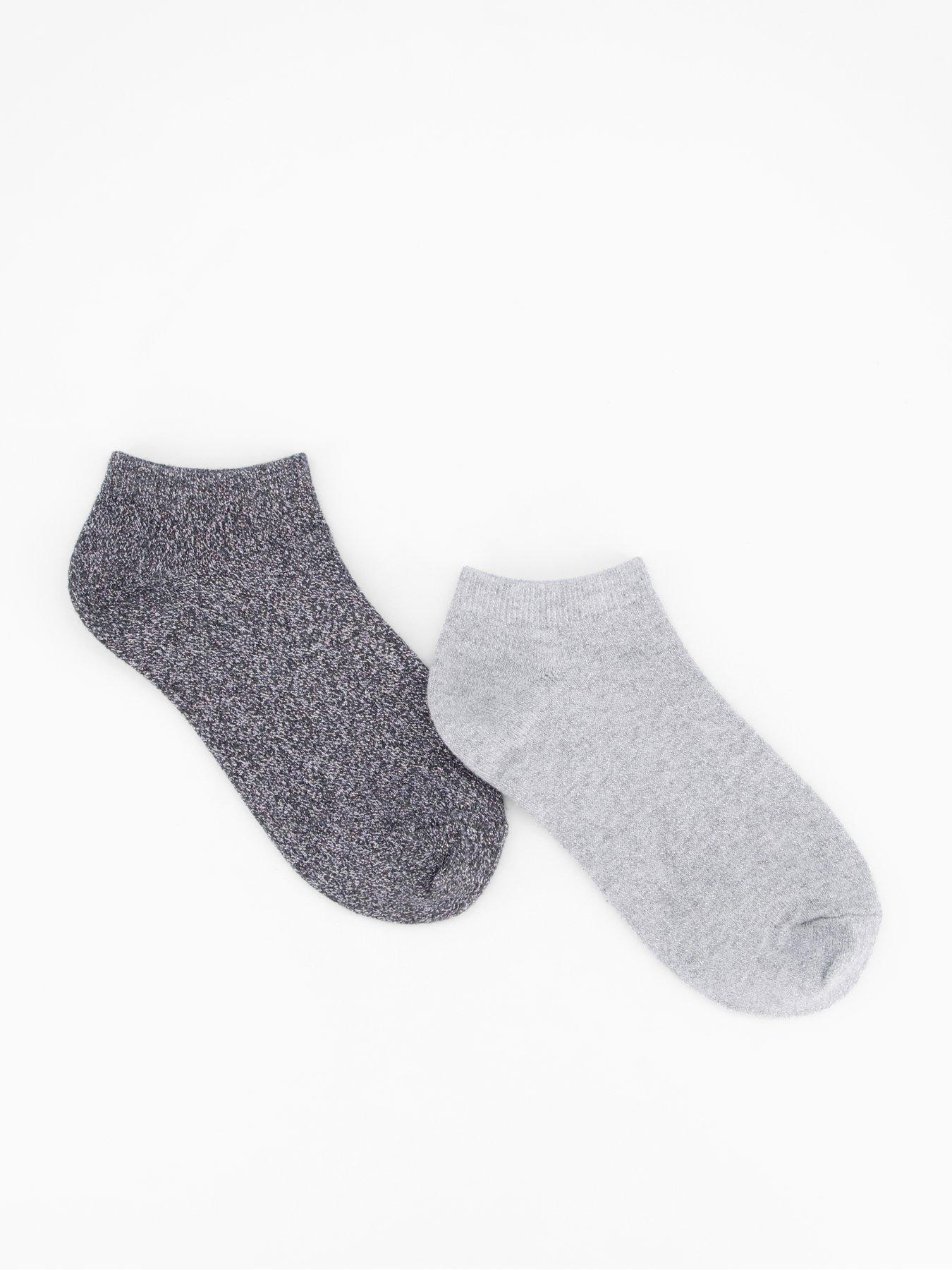 the-very-collection-2-pack-glitter-trainer-liner-socks-black
