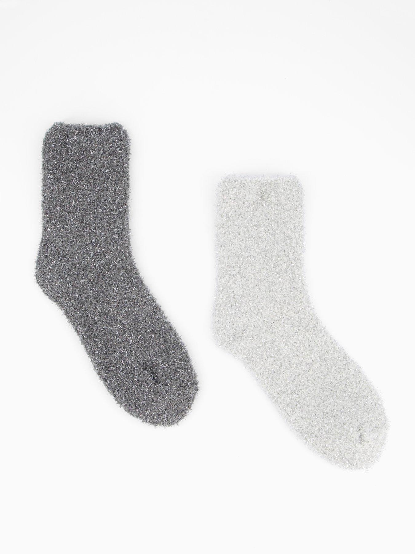 the-very-collection-2-pack-cosy-glitter-socks-grey