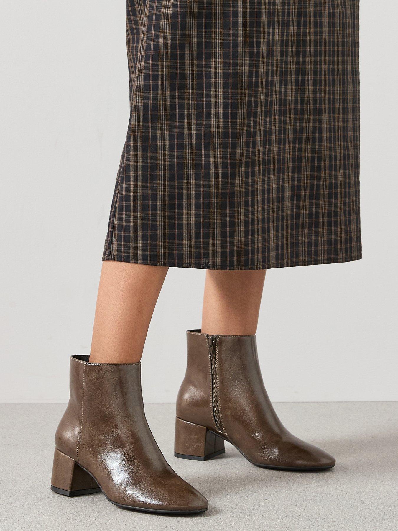 Image 1 of 7 of The Very Collection Low Block Heel Ankle Boot - Green