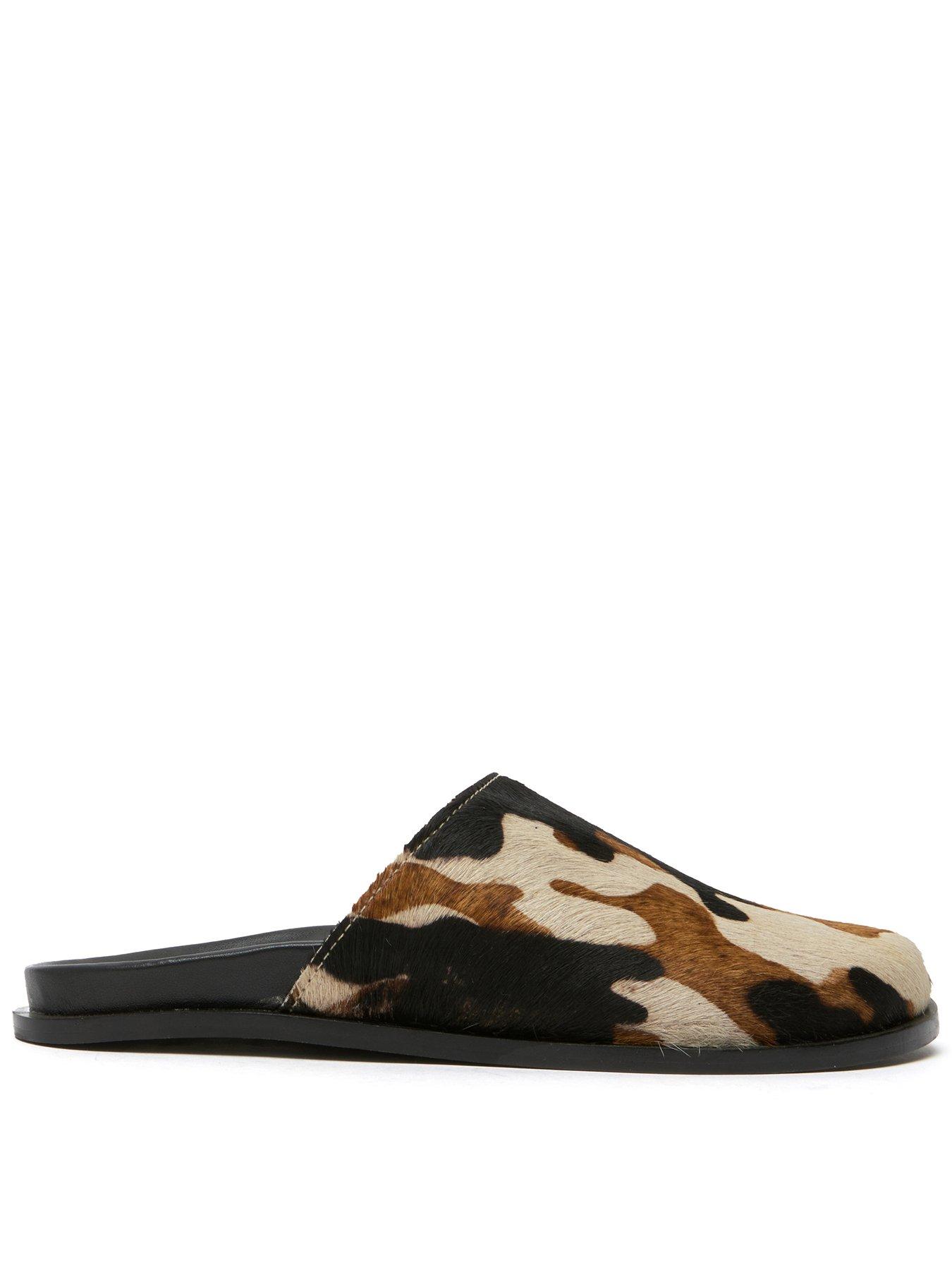 Schuh Teale Leather Printed Clogs - White And Brown