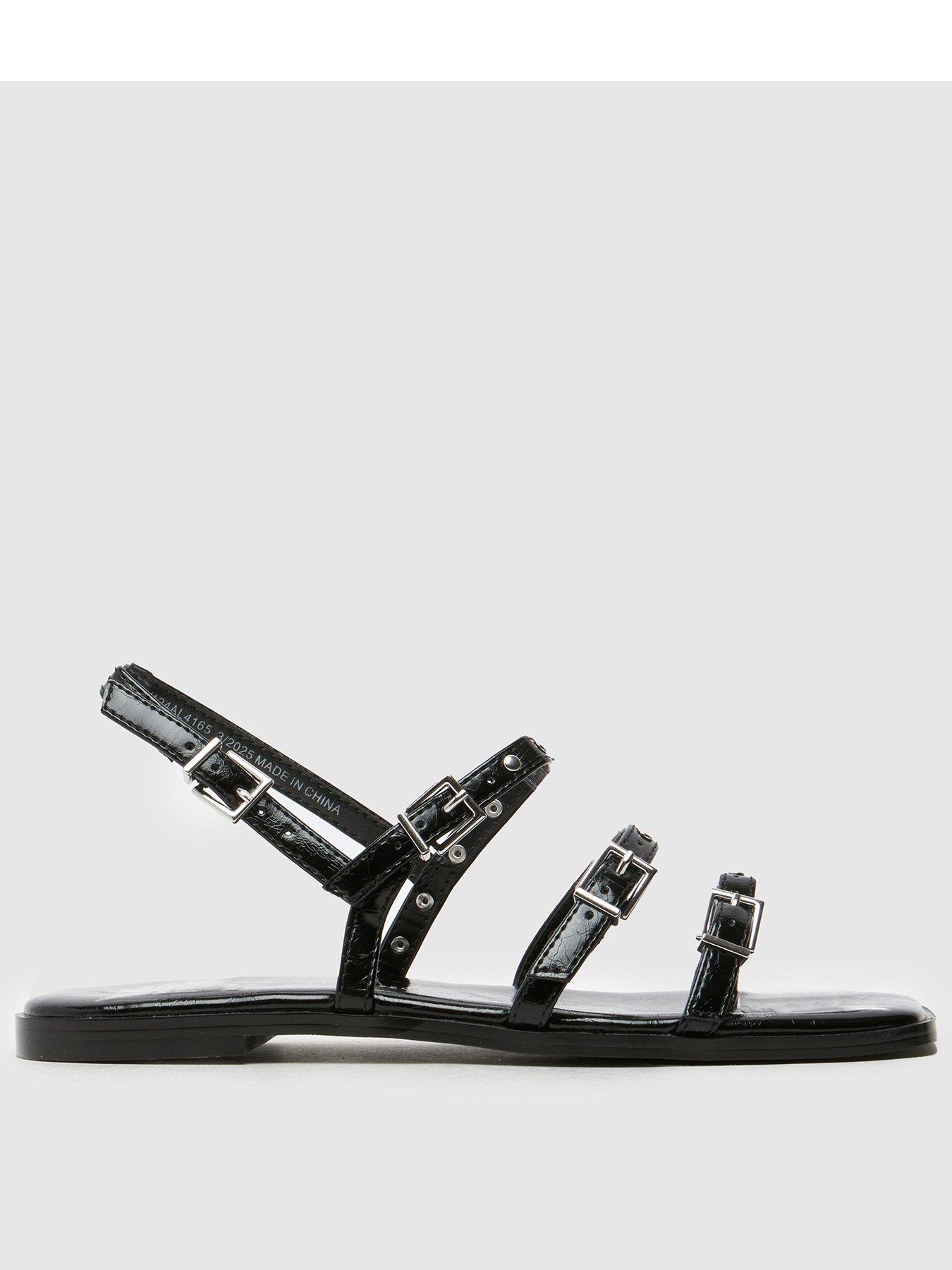 Schuh Talmon Stud Flat Sandal - Black