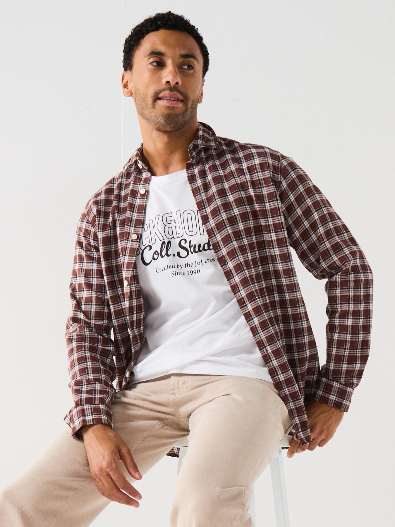 Jack & Jones Joshua Flannel Check Long Sleeve Shirt - Brown