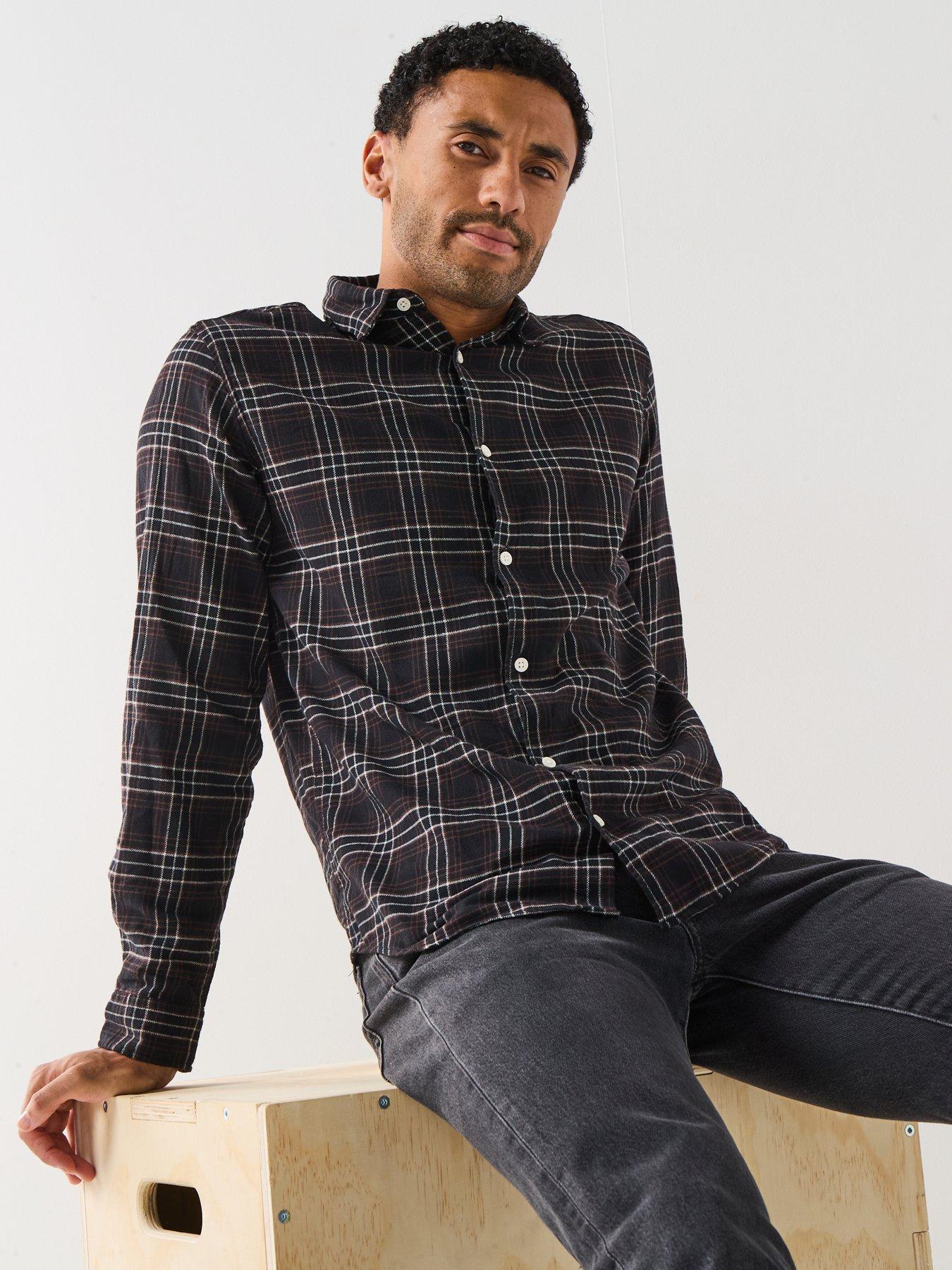 Jack & Jones Joshua Flannel Check Long Sleeve Shirt - Black