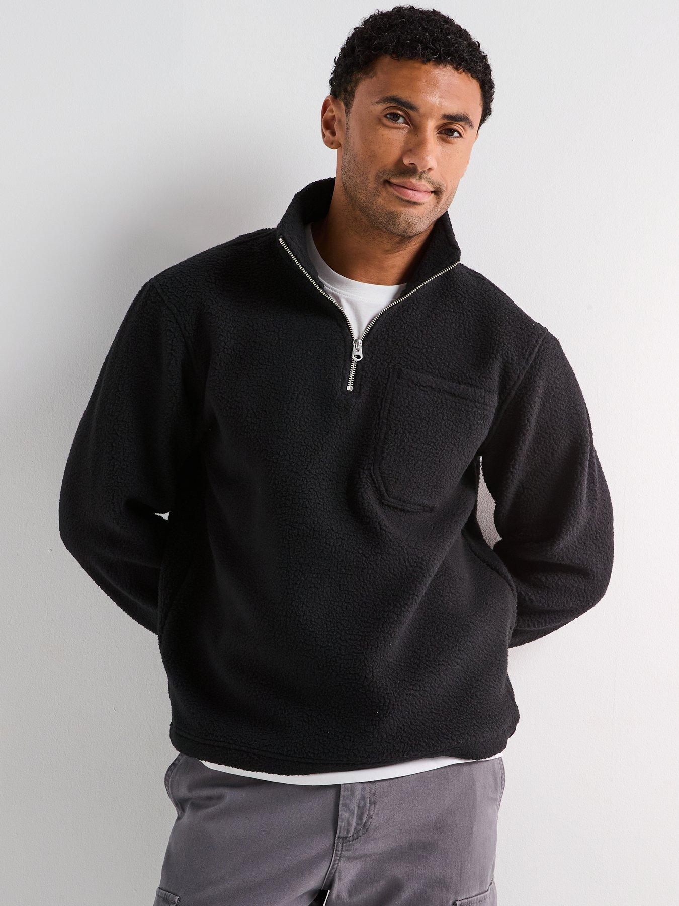 jack-jones-joribiza-fleece-12-zip-sweat-blackfront