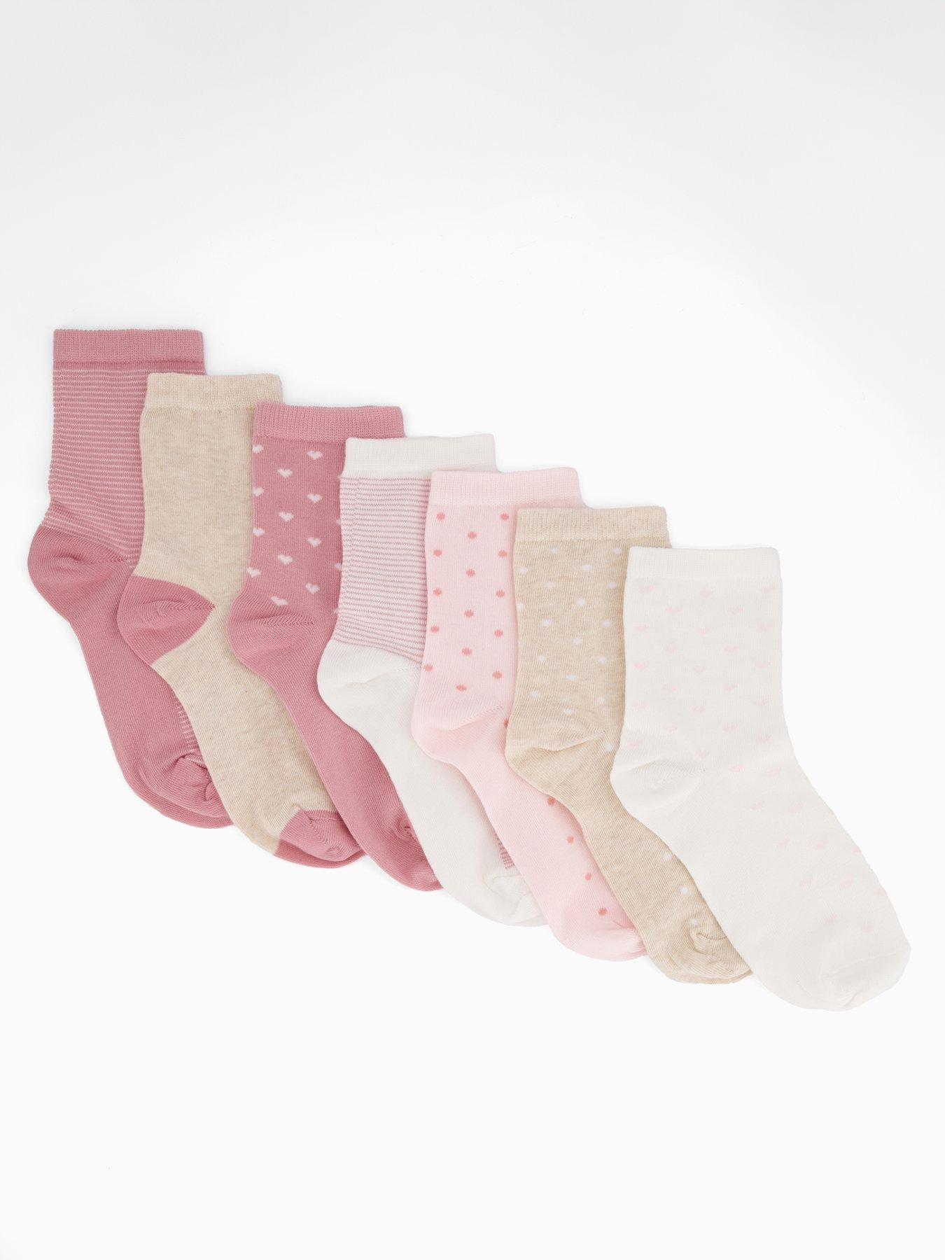 V by Very Girls 7 Pack Hearts And Spots Socks - Multi