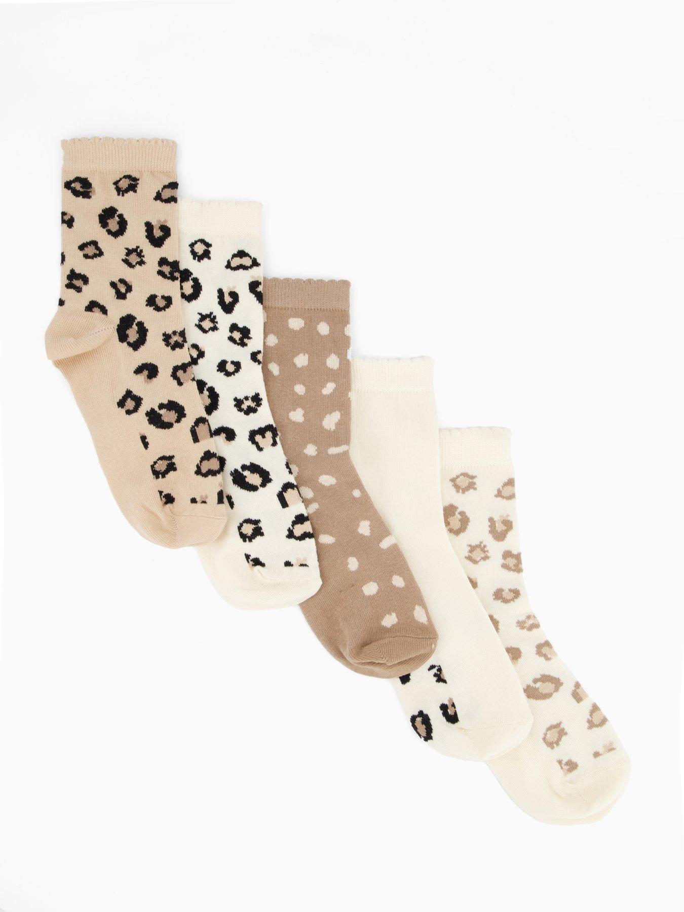 V by Very Girls 5 Pack Animal Print Socks - Multi