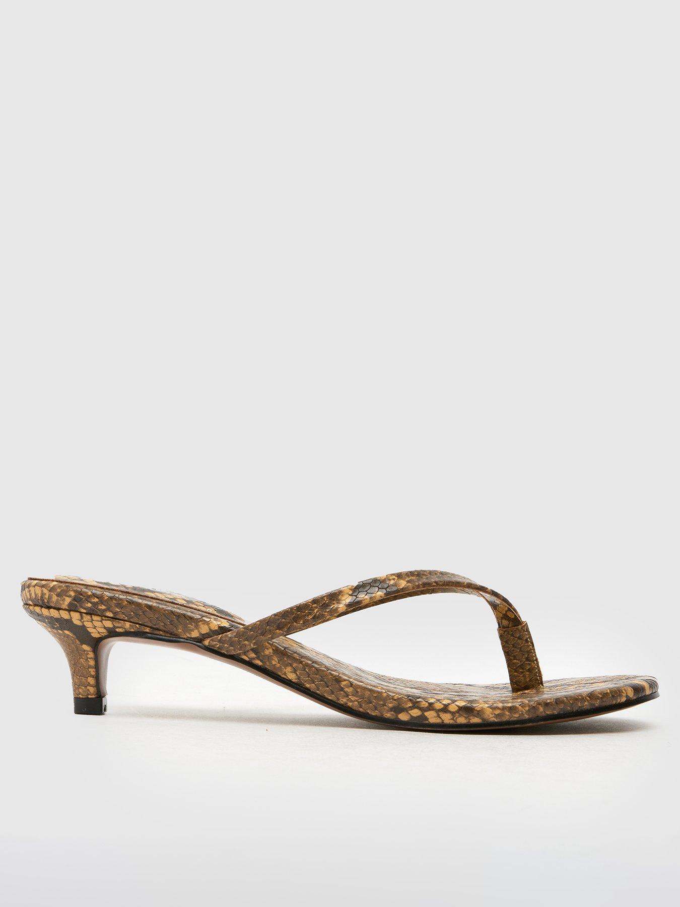 Schuh Sunnie Toe Post Kitten Heel Sandals - Snakeskin