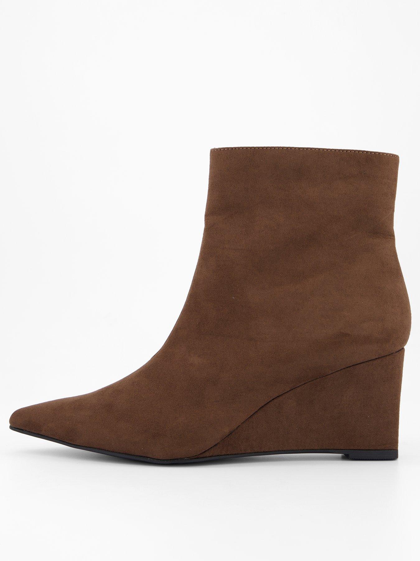 The Very Collection Wide Fit Wedge Ankle Boot - Brown