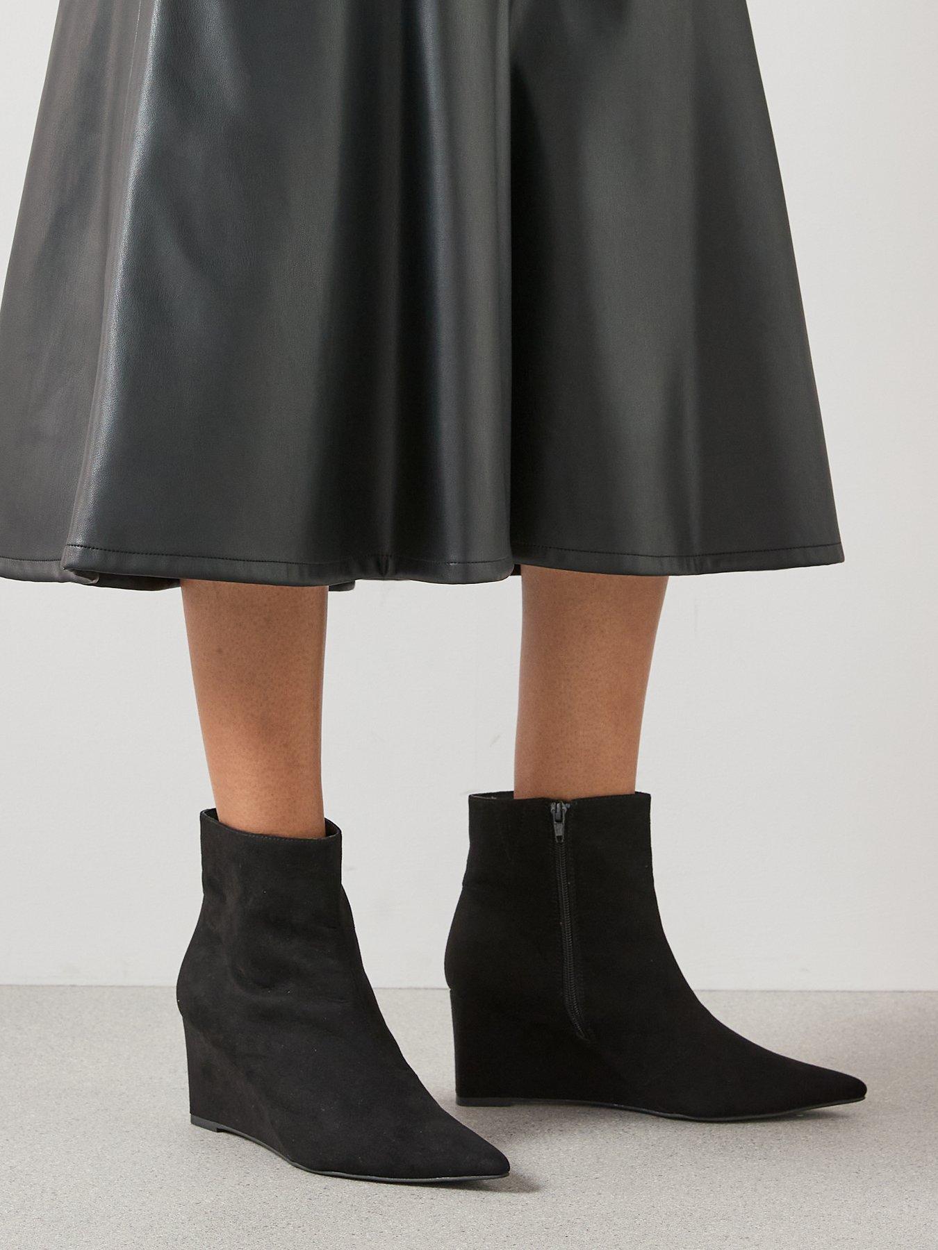 The Very Collection Wide Fit Wedge Ankle Boot - Black