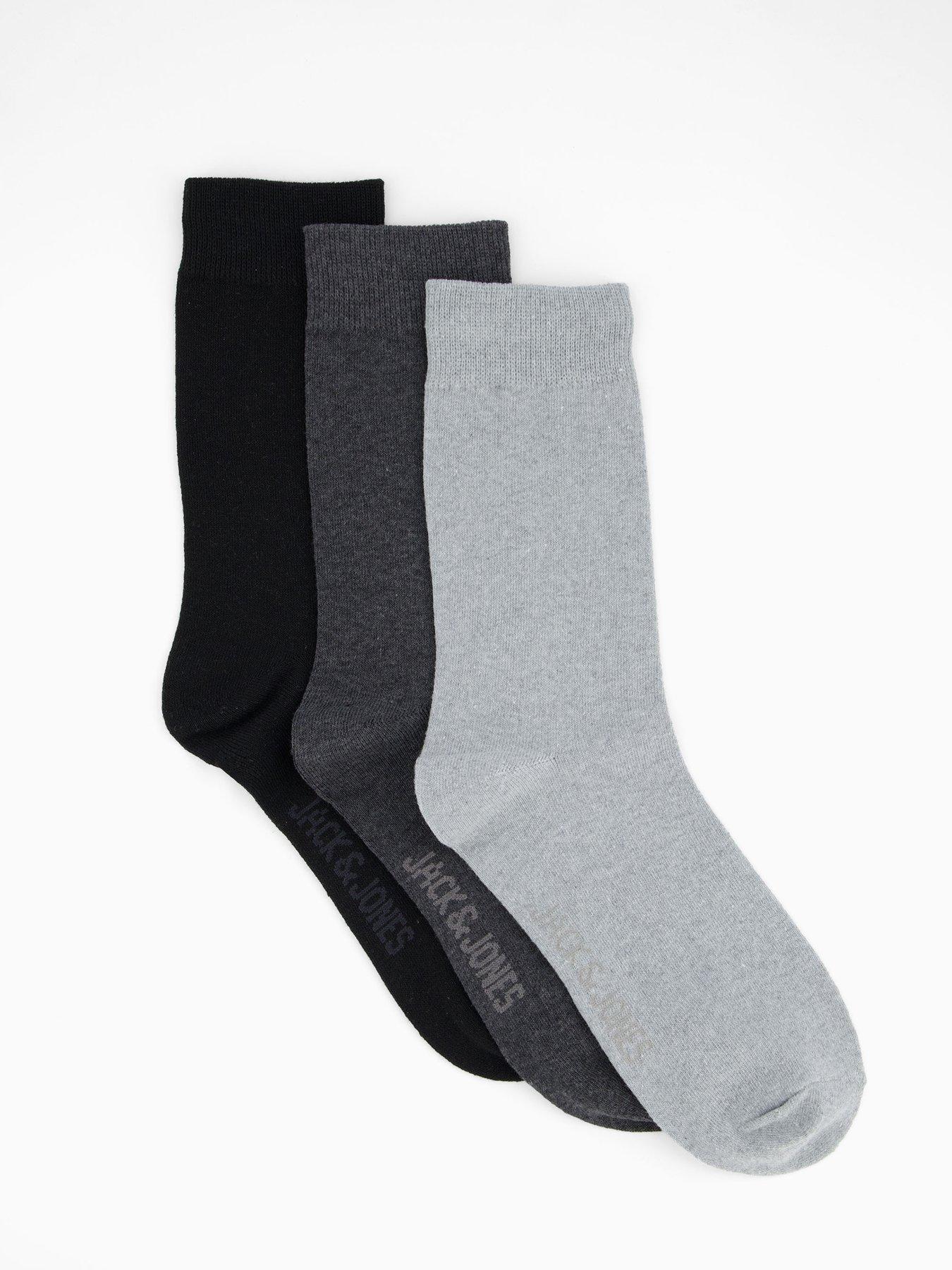 Image 1 of 3 of Jack & Jones Ordinary 3 Pack Ankle Socks - Black/Grey