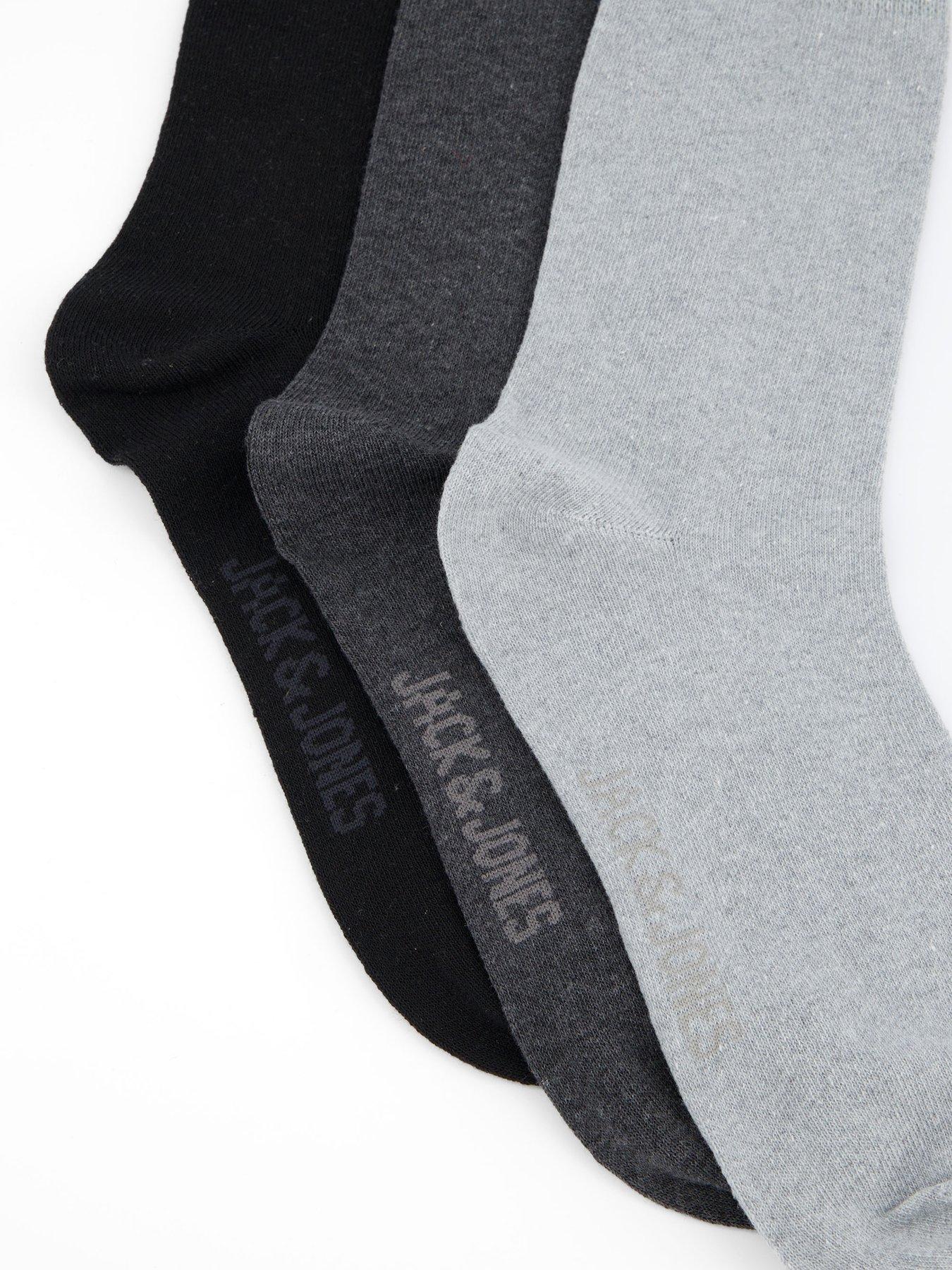 Image 3 of 3 of Jack & Jones Ordinary 3 Pack Ankle Socks - Black/Grey