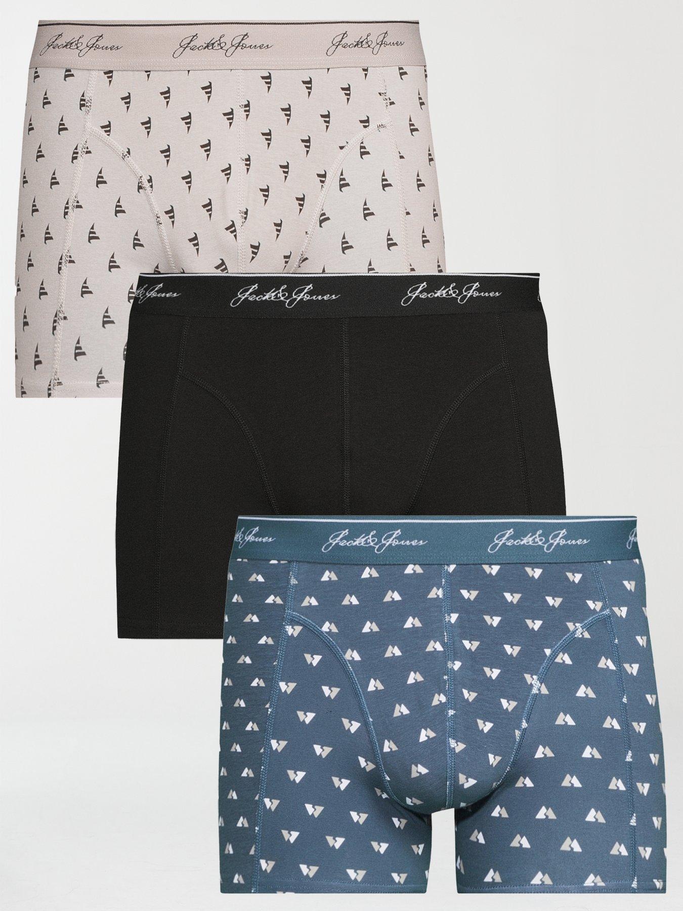 Image 1 of 3 of Jack & Jones Tate 3 Pack Logo Waistband Trunks - Blue