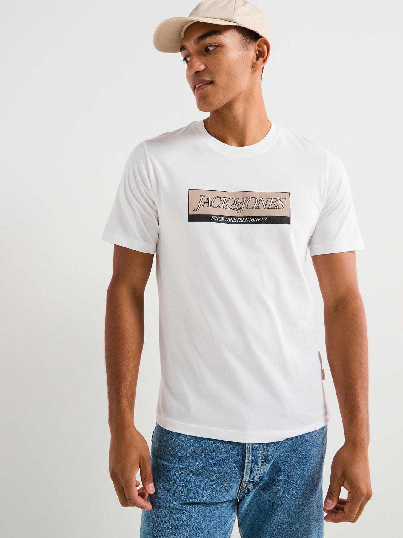 Jack & Jones Orinwood Block Graphic Short Sleeve Crew Neck T-Shirt - White