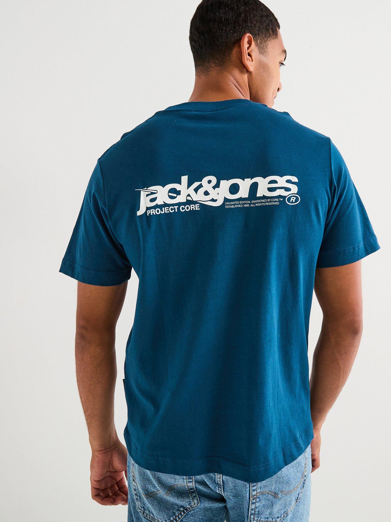 Jack & Jones Union Back Print Short Sleeve Crew Neck T-Shirt - Blue