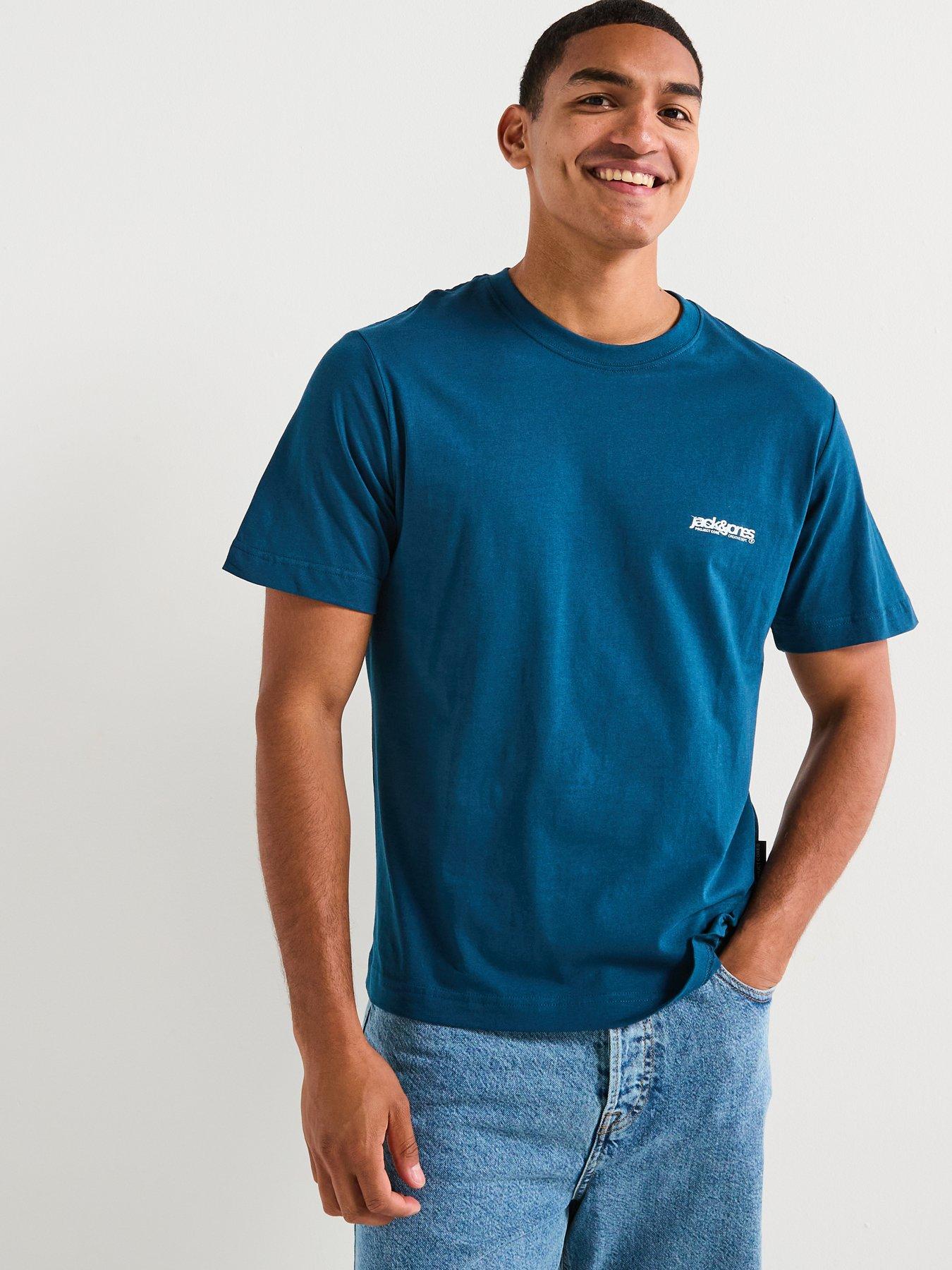 Image 2 of 5 of Jack & Jones Union Back Print Short Sleeve Crew Neck T-Shirt - Blue