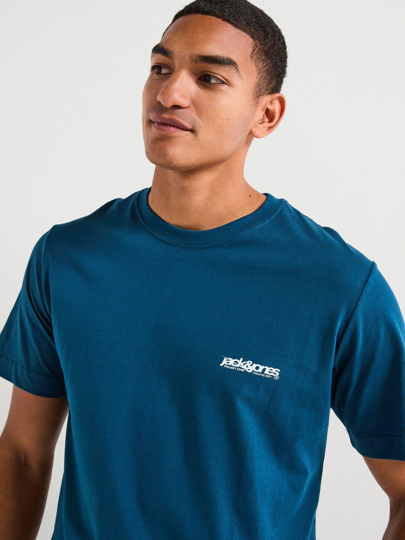 Image 4 of 5 of Jack & Jones Union Back Print Short Sleeve Crew Neck T-Shirt - Blue