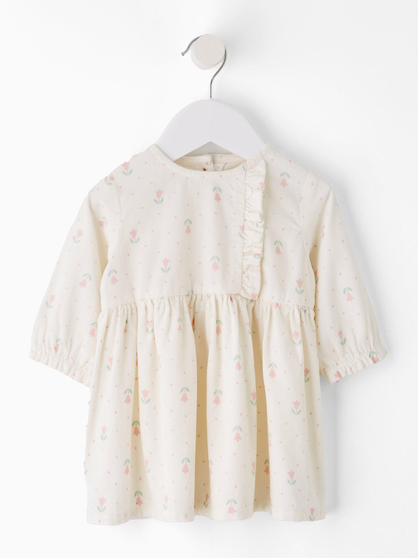 The Very Collection Baby Girls Floral Cord Dress - Cream