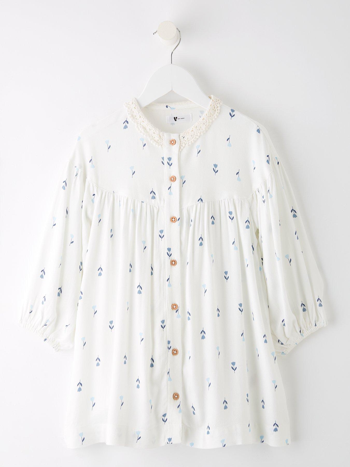 Mini V by Very Girls Broderie Collar Dress - Print
