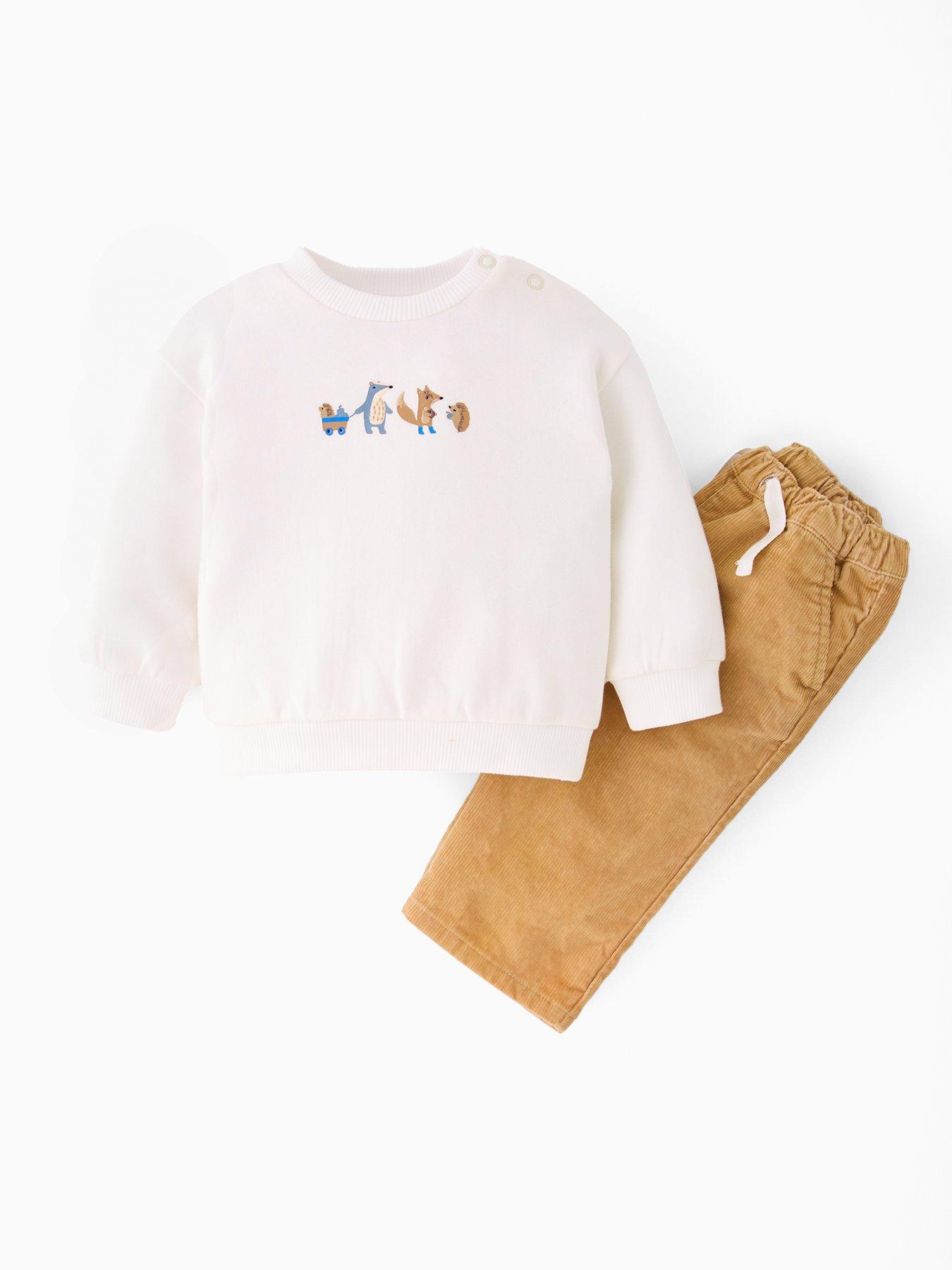 The Very Collection Baby Boy Woodland Friends Woven Trouser Sweat Set - Brown