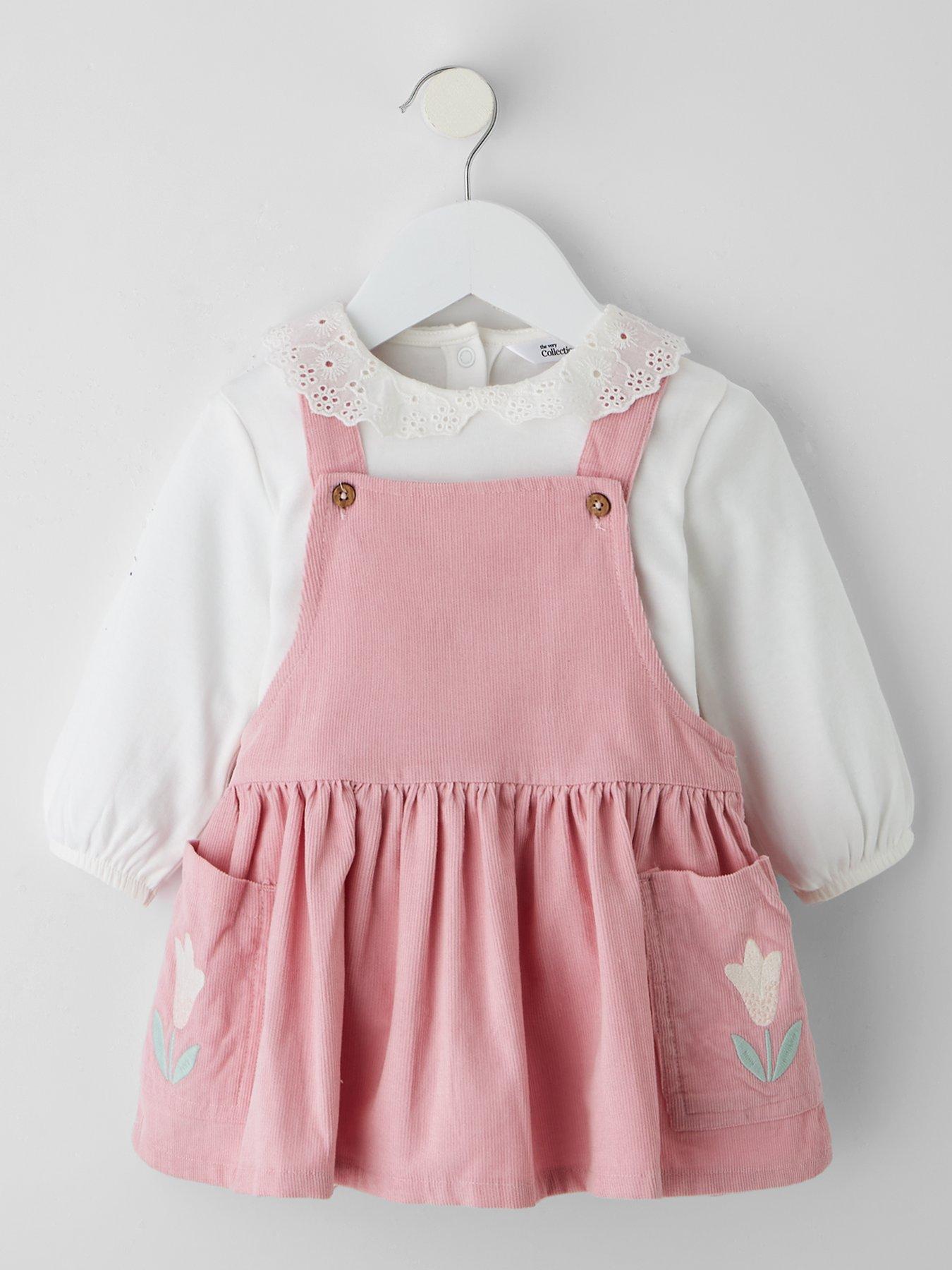 The Very Collection Baby Girls Cord Pinny And Cream Top Set - Pink