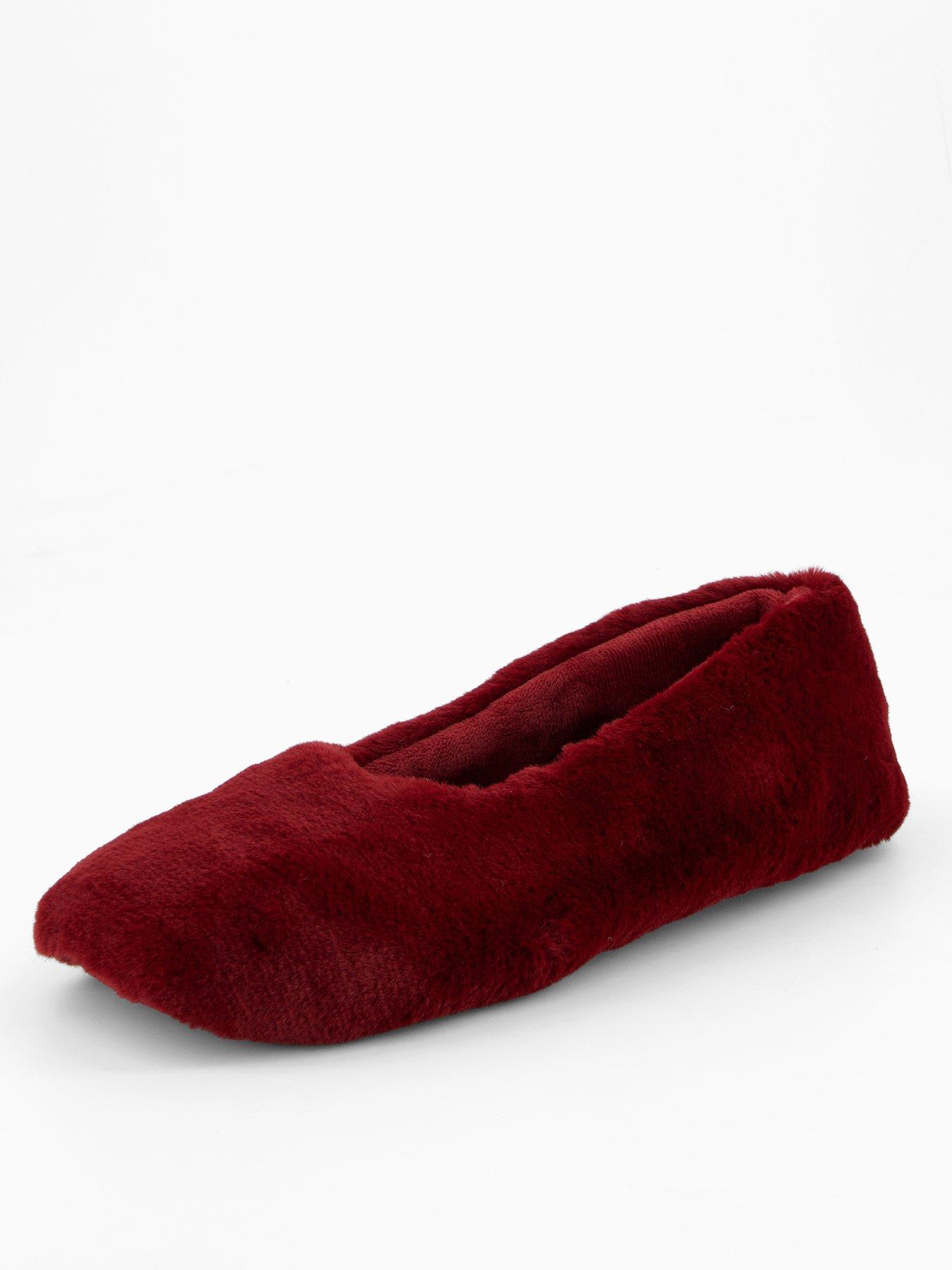 The Very Collection Faux Fur Ballerina Slipper - Red