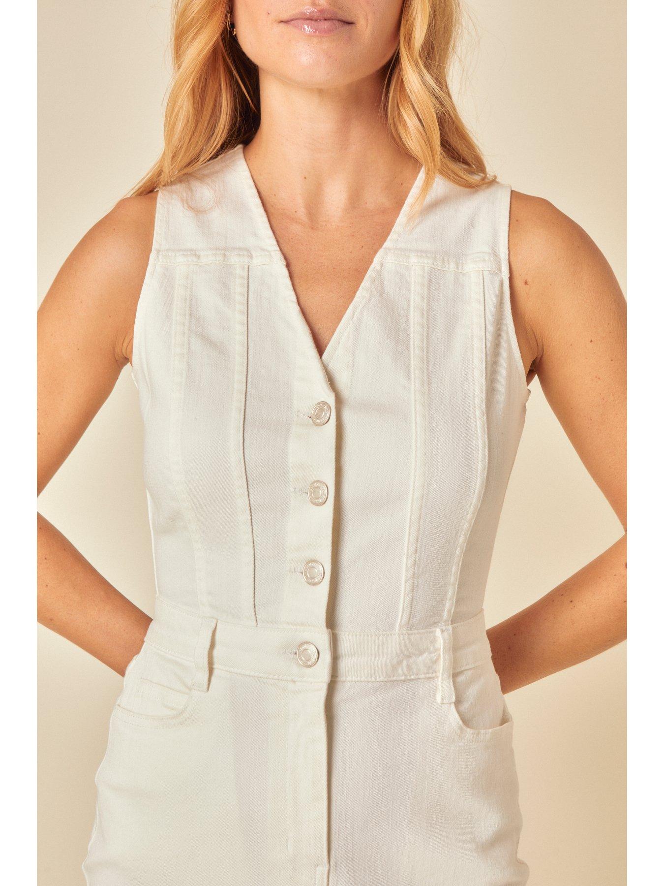 Image 2 of 5 of Nobodys Child Denim Mayflower Midi Plain Dress - White