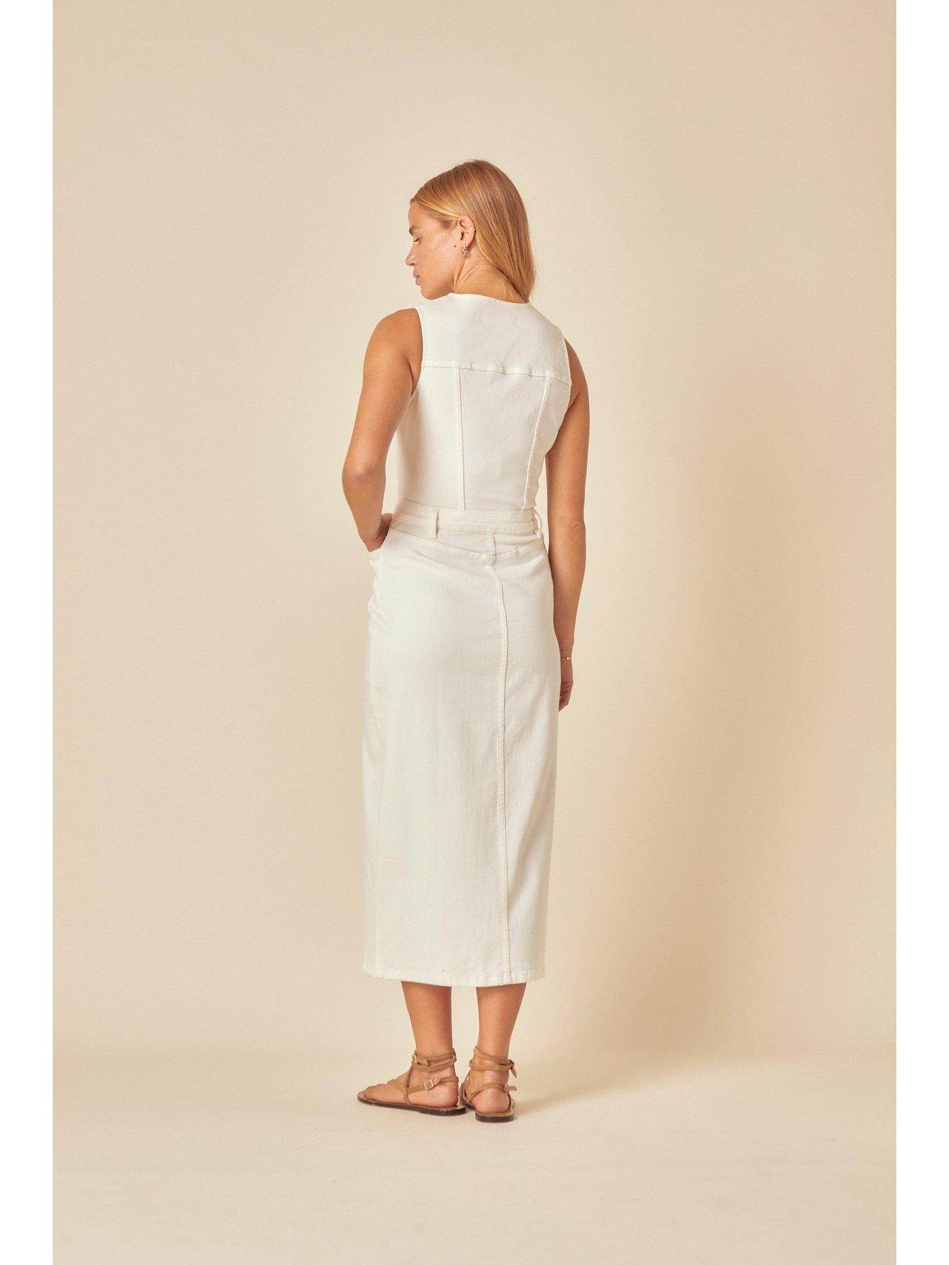 Image 3 of 5 of Nobodys Child Denim Mayflower Midi Plain Dress - White