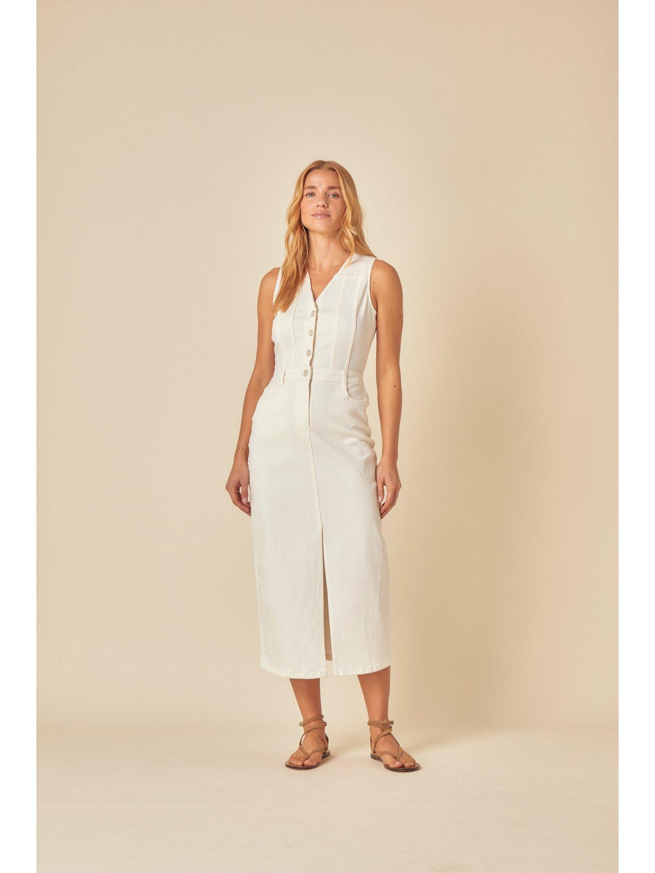 Image 4 of 5 of Nobodys Child Denim Mayflower Midi Plain Dress - White