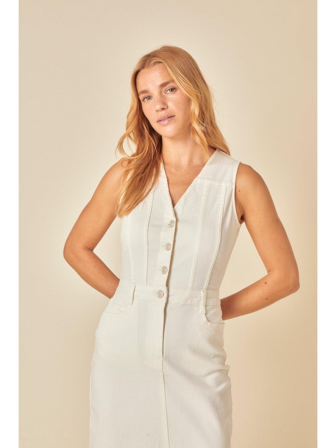 Image 5 of 5 of Nobodys Child Denim Mayflower Midi Plain Dress - White