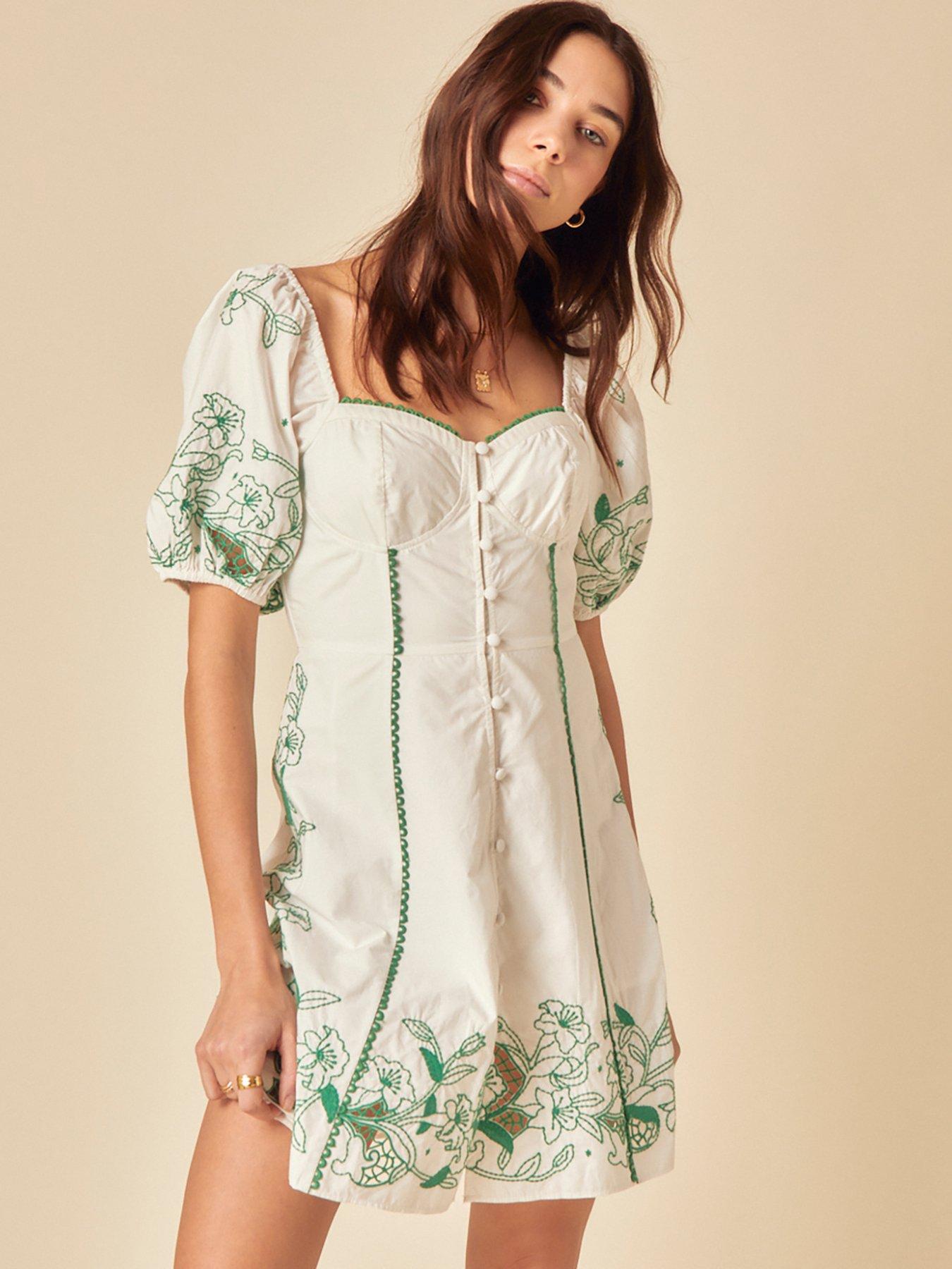 Image 1 of 4 of Nobodys Child Beatrix Mini Dress Embroidered - White