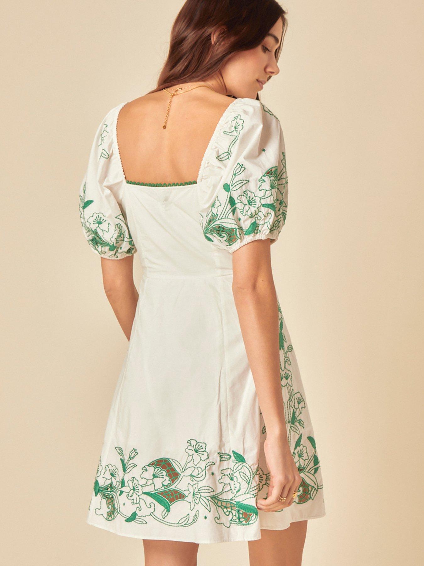 Image 2 of 4 of Nobodys Child Beatrix Mini Dress Embroidered - White