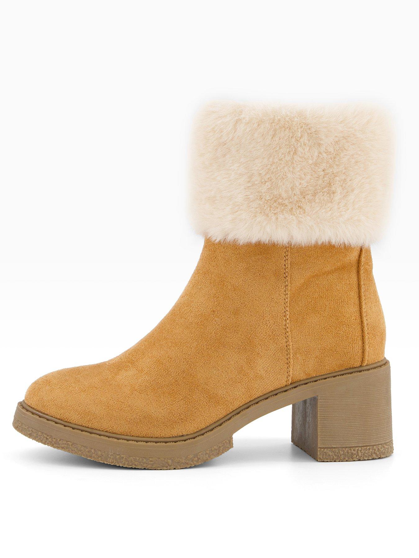 The Very Collection Extra Wide Fit Block Heel Boot - Brown