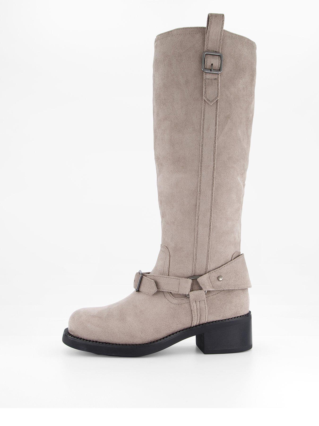 The Very Collection Wide Fit Biker Knee Boot - Grey