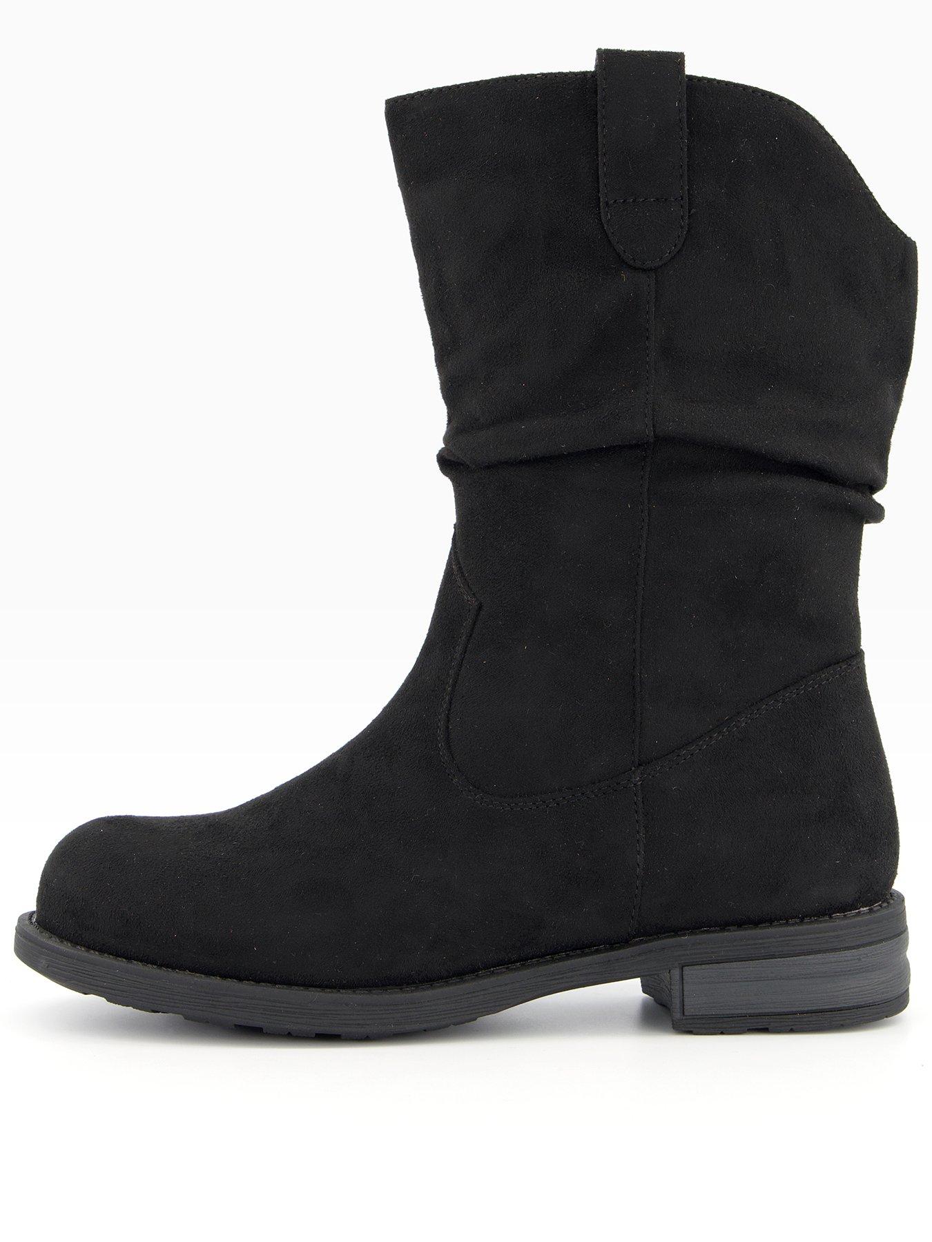 The Very Collection Wide Fit Flat Slouch Calf Boot - Black
