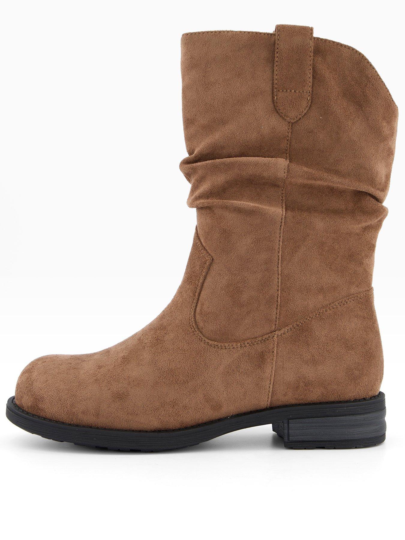 The Very Collection Wide Fit Flat Slouch Calf Boot - Brown