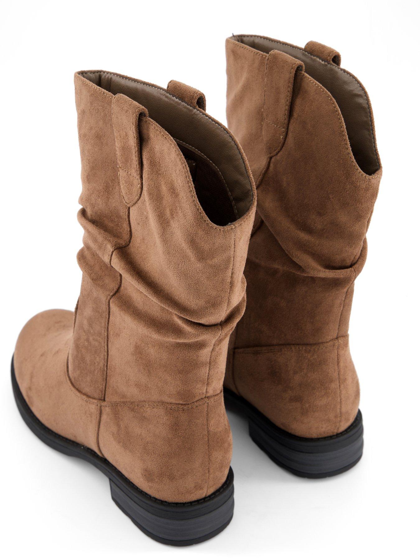 Image 5 of 6 of The Very Collection Wide Fit Flat Slouch Calf Boot - Brown