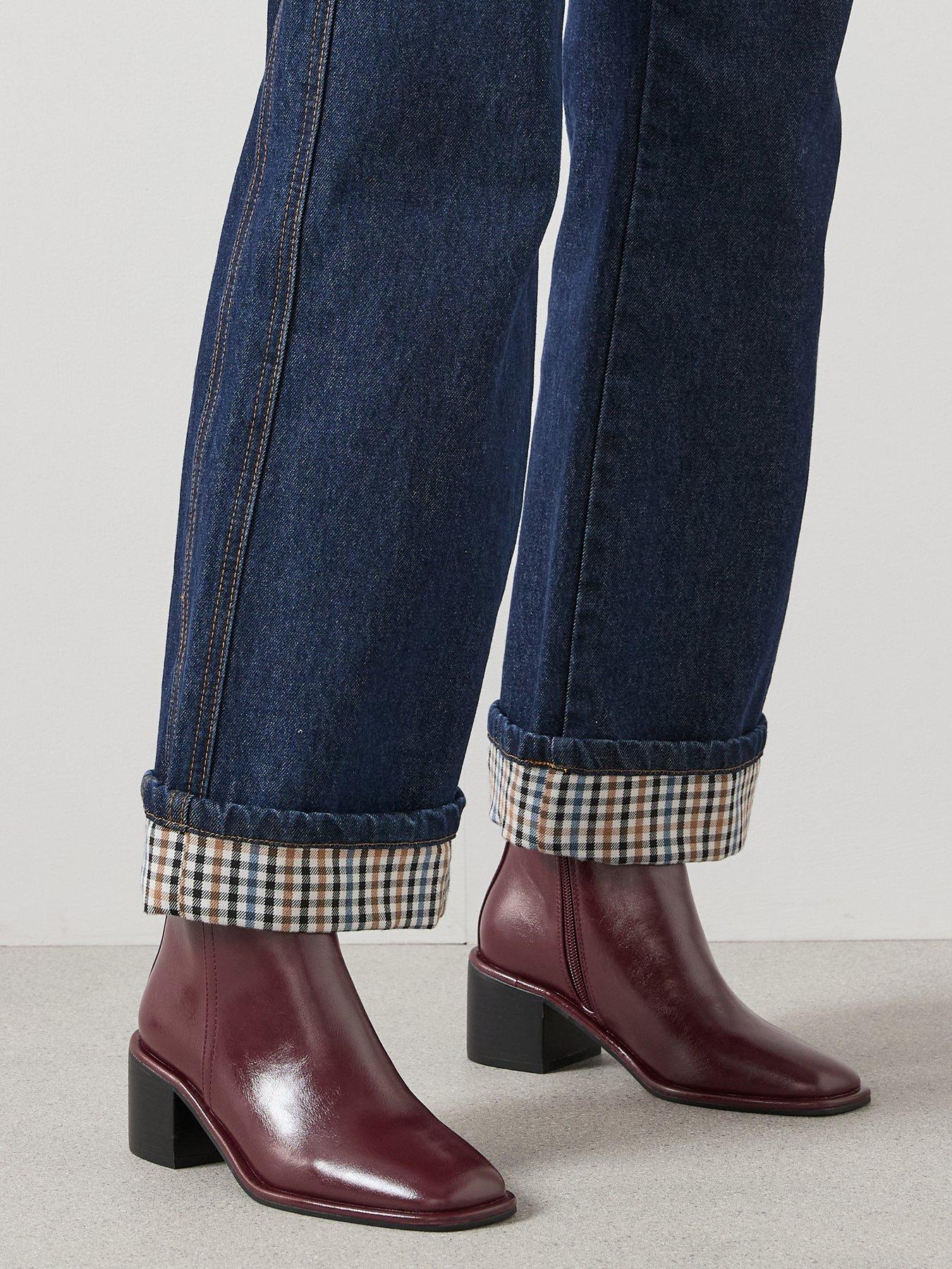 The Very Collection Block Heel Ankle Boot - Burgundy