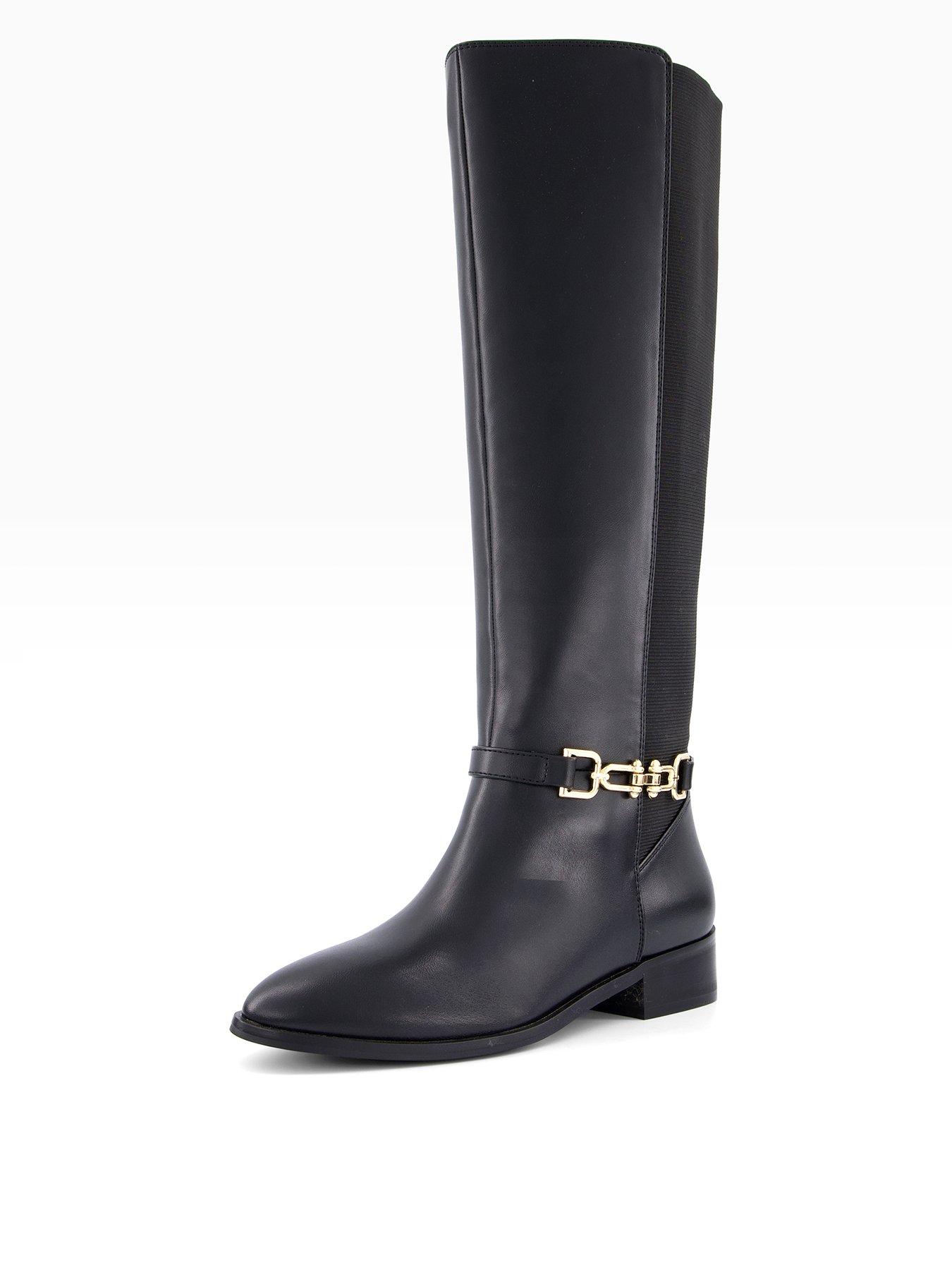 Image 2 of 8 of The Very Collection Elastic Panel Riding Knee Boot - Black